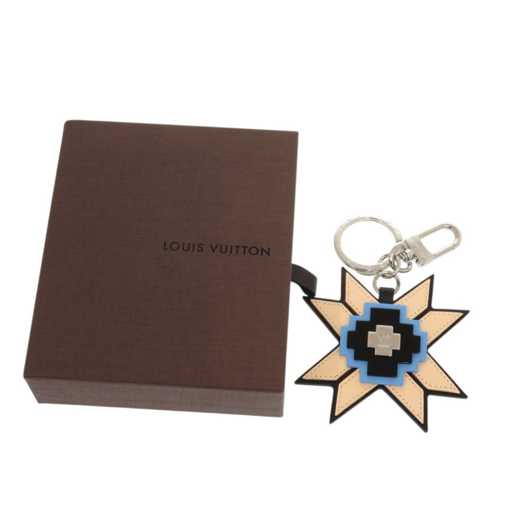 Louis Vuitton Leather Plastic Beige Black Keychain 0075 LOUIS VUITTON