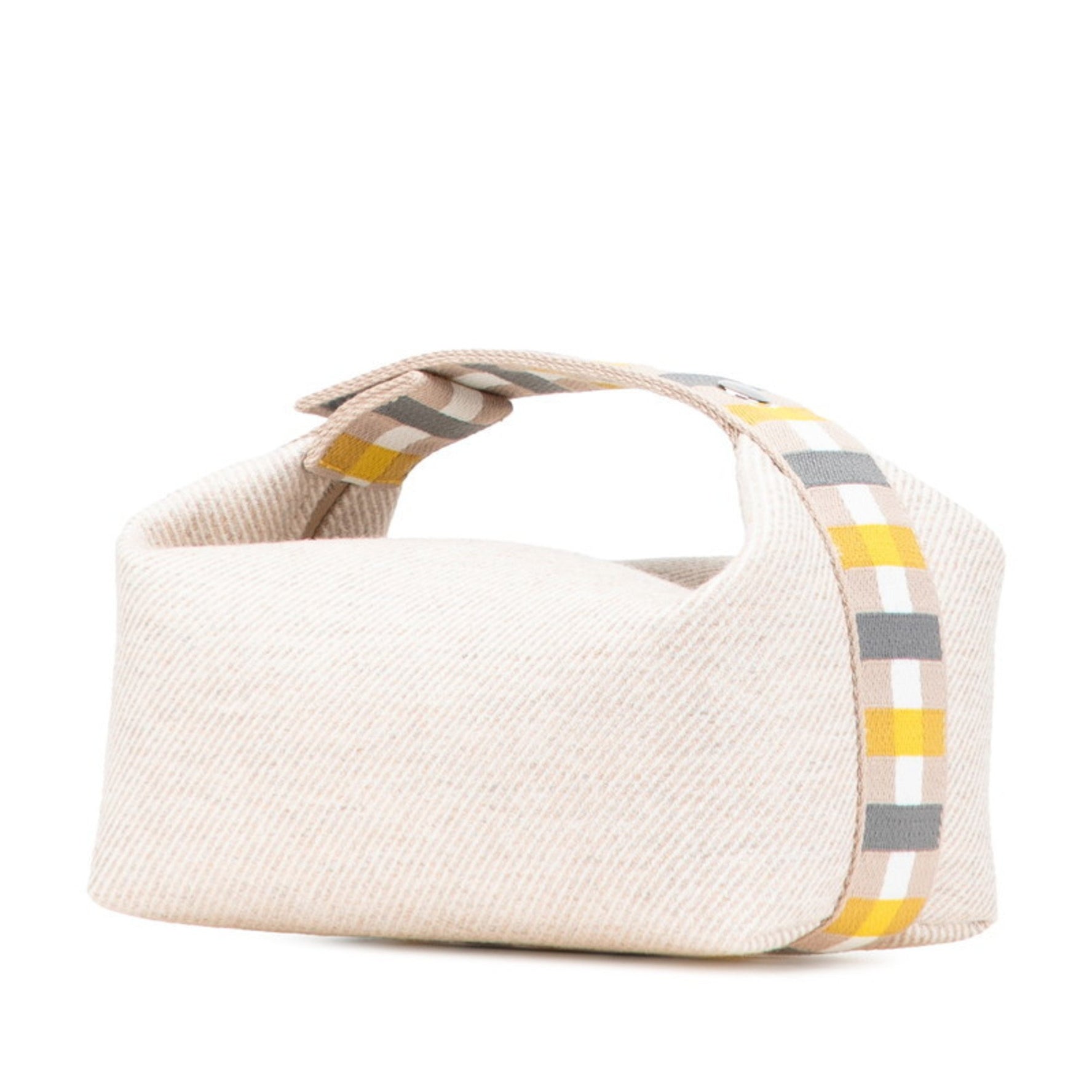 Hermès Bride A Black Au Carré Handbag Pouch Ivory Yellow Toile Chevron HERMES