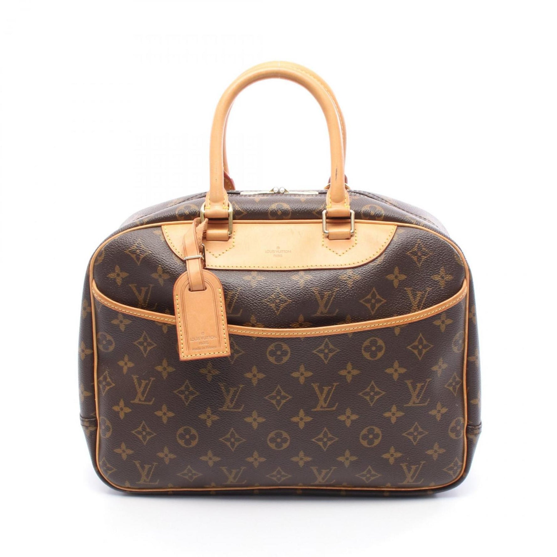 Louis Vuitton Deauville Bowling Vanity Handbag in Coated Canvas and Leather with Monogram Design