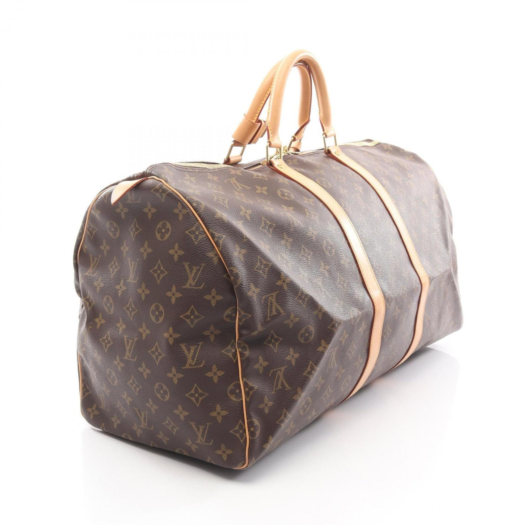 Louis Vuitton Keepall 55 Monogram Boston Bag, Coated Canvas and Leather, Brown, Women
