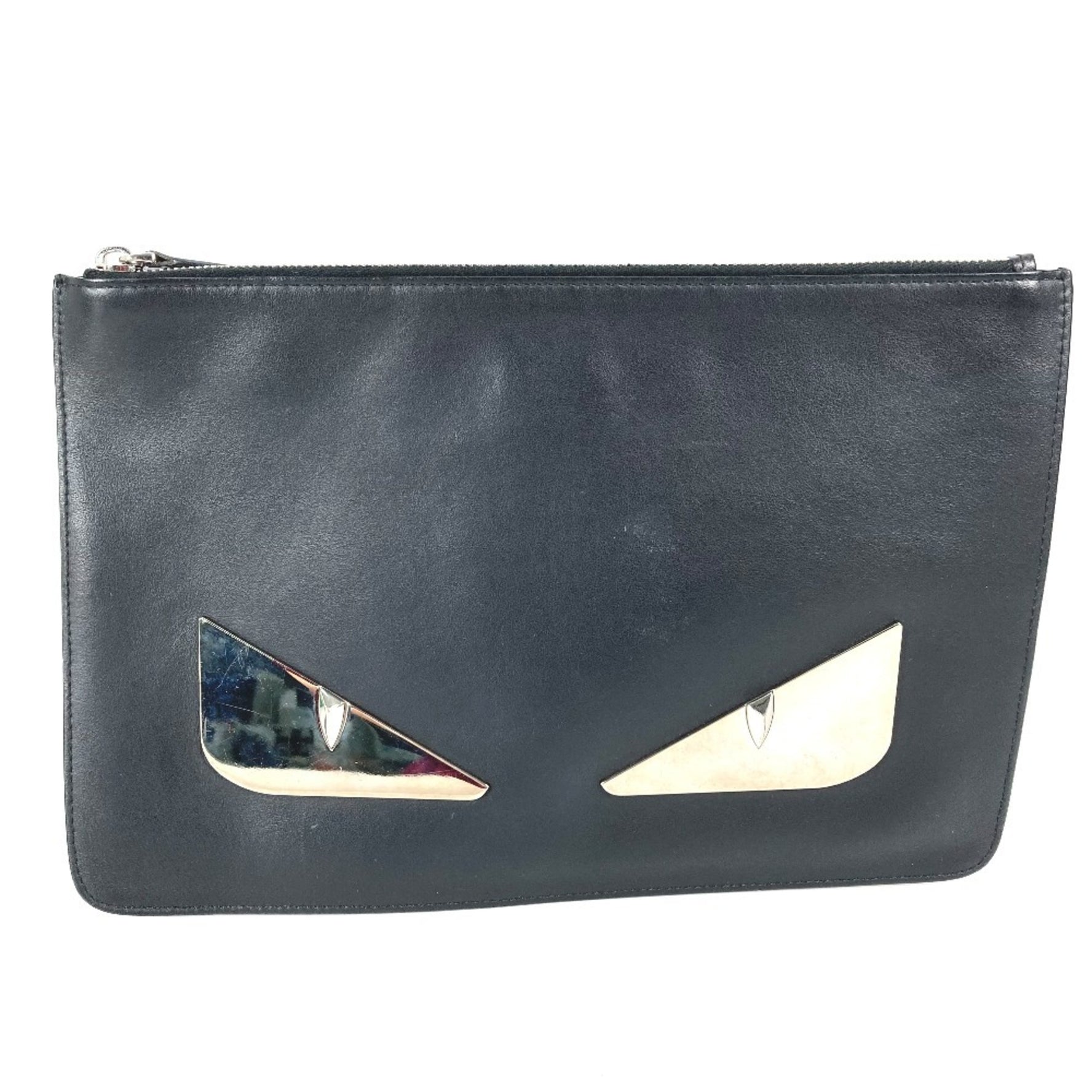 FENDI Monster Bugs Pouch Bag Clutch Leather Men's