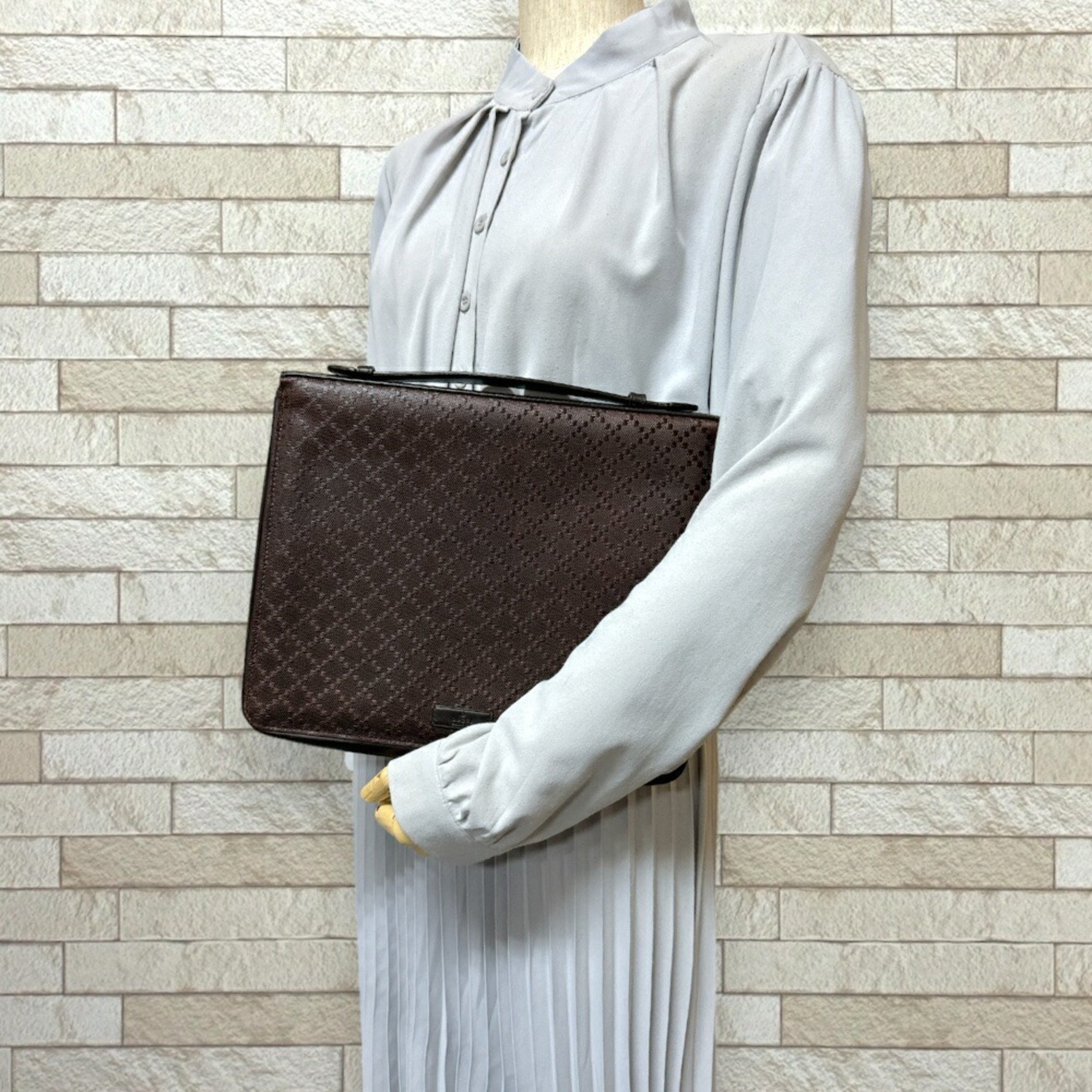 Gucci Diamante Second Bag Leather Brown Men's GUCCI