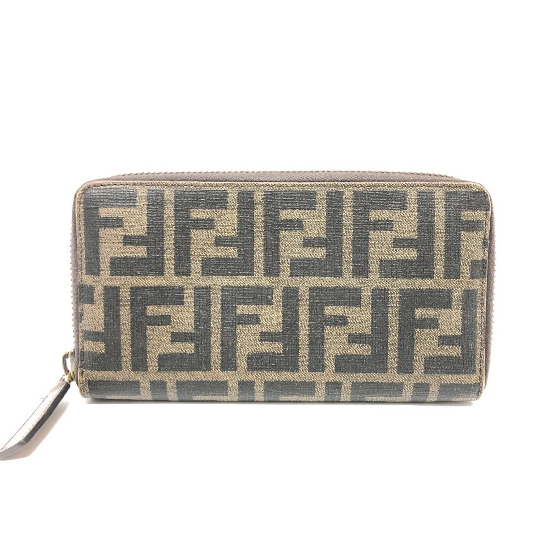 FENDI Zucca Round Zip Long Wallet, PVC/Leather