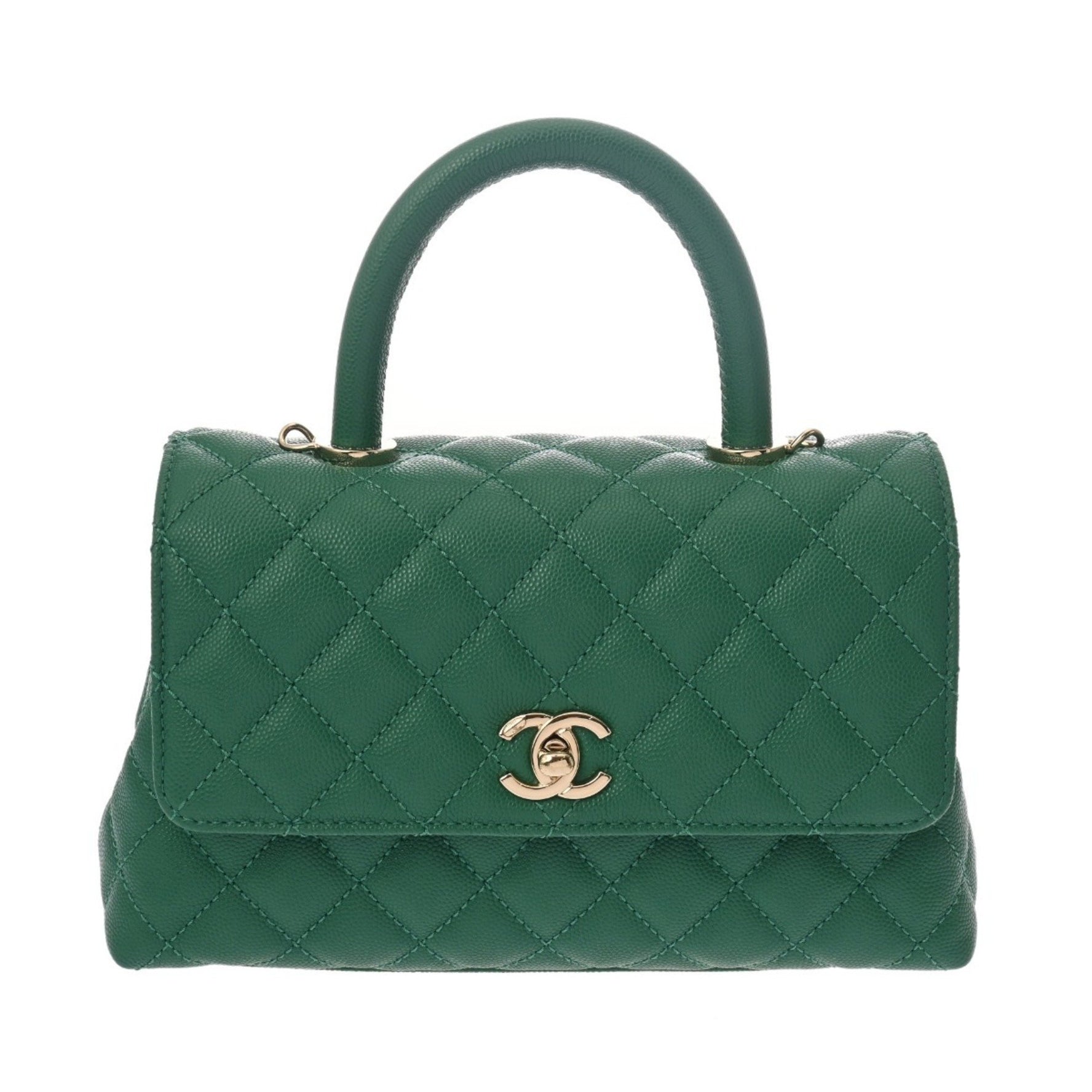CHANEL Top Handle Flap Bag XS Caviar Skin Handbag