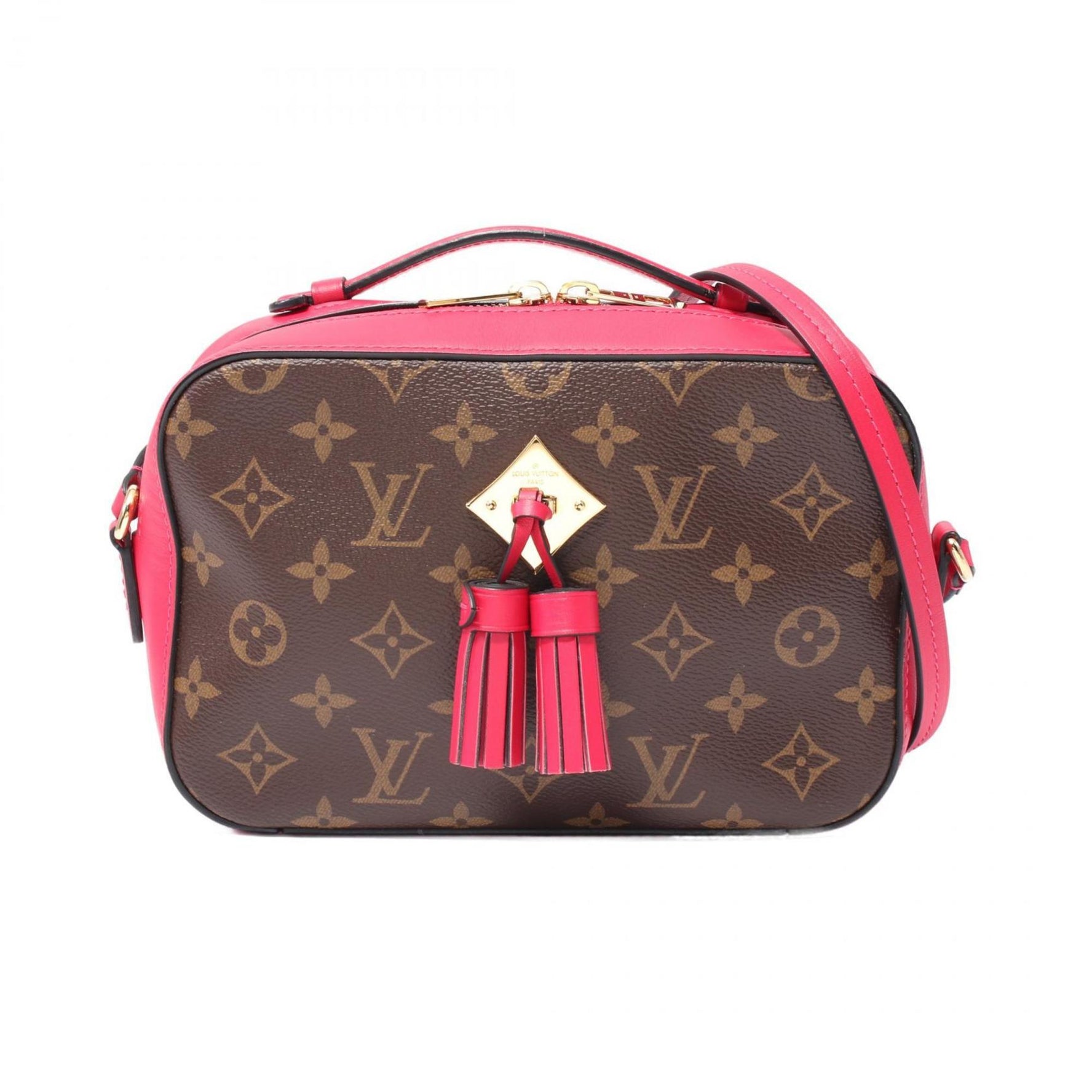 Louis Vuitton Saintonge Shoulder Bag Coated Canvas Leather Monogram Brown Pink