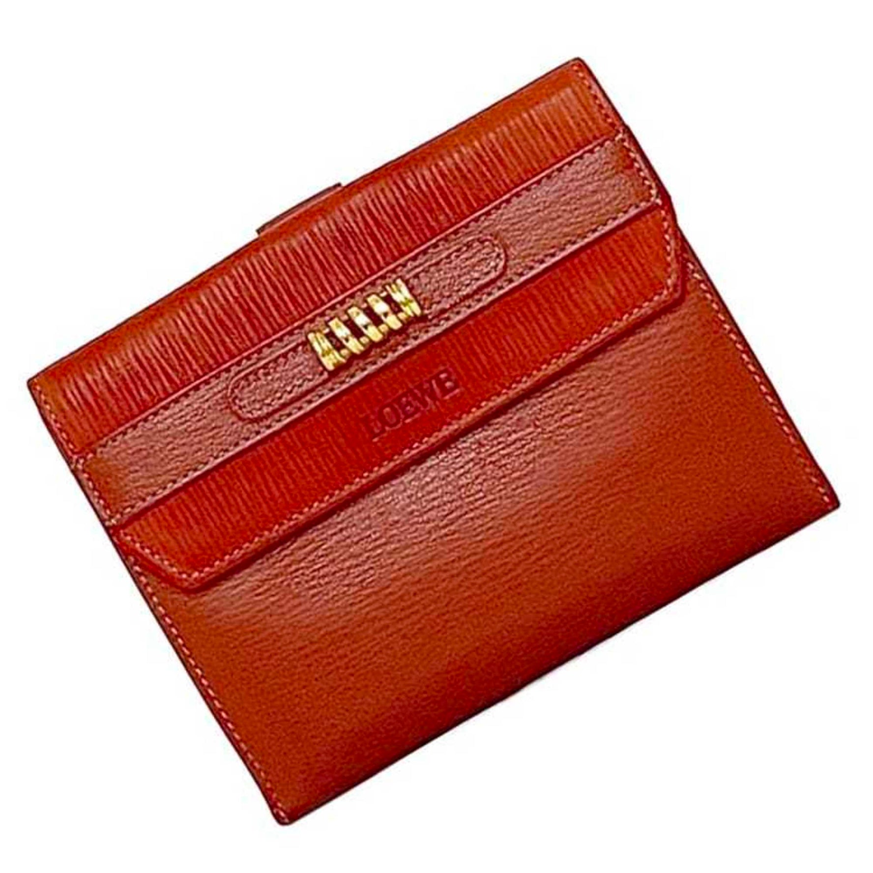 LOEWE Bi-fold Wallet ec-22585 Red Velazquez Leather for Women Compact Mini