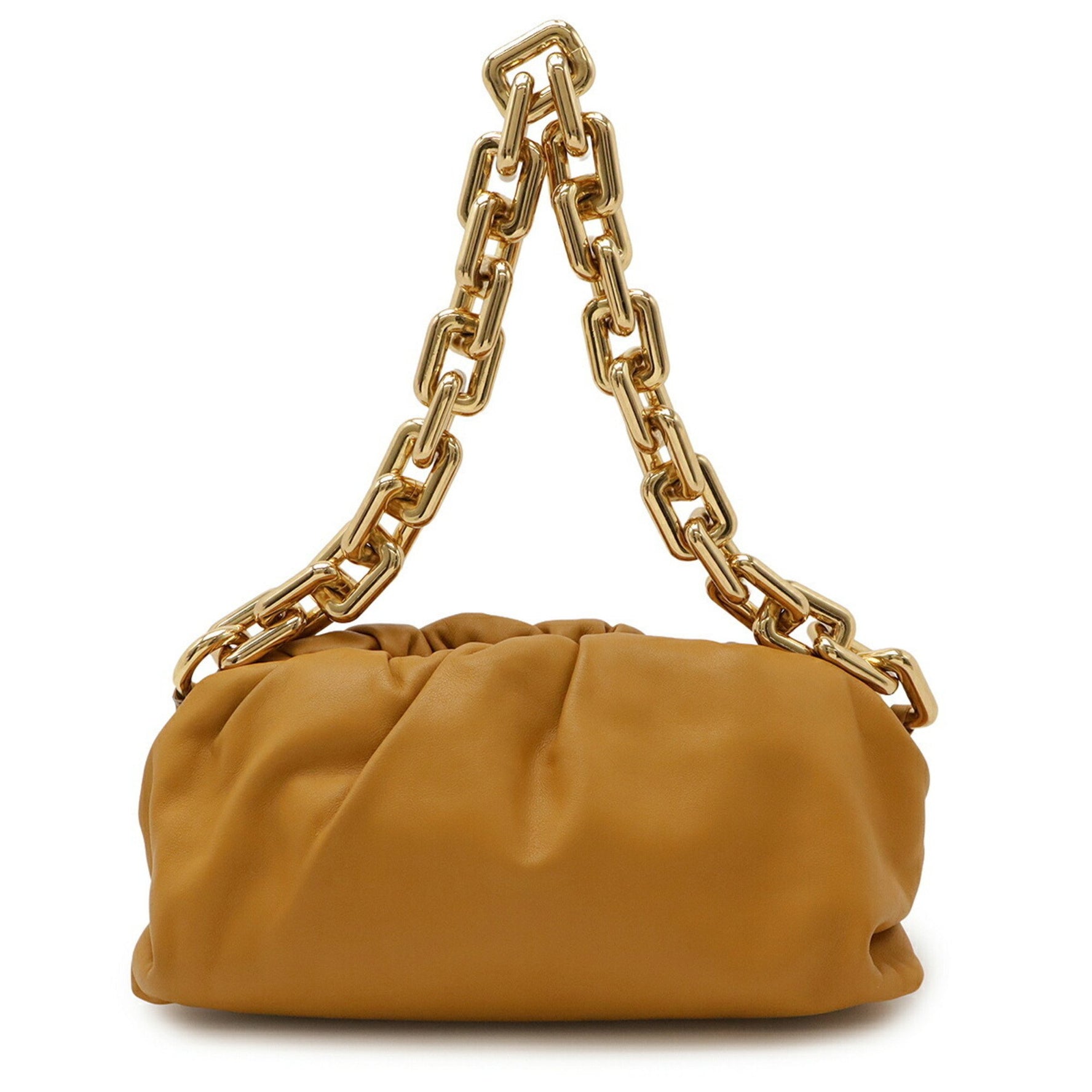 BOTTEGA VENETA The Chain Pouch Shoulder Bag Leather Mustard Yellow