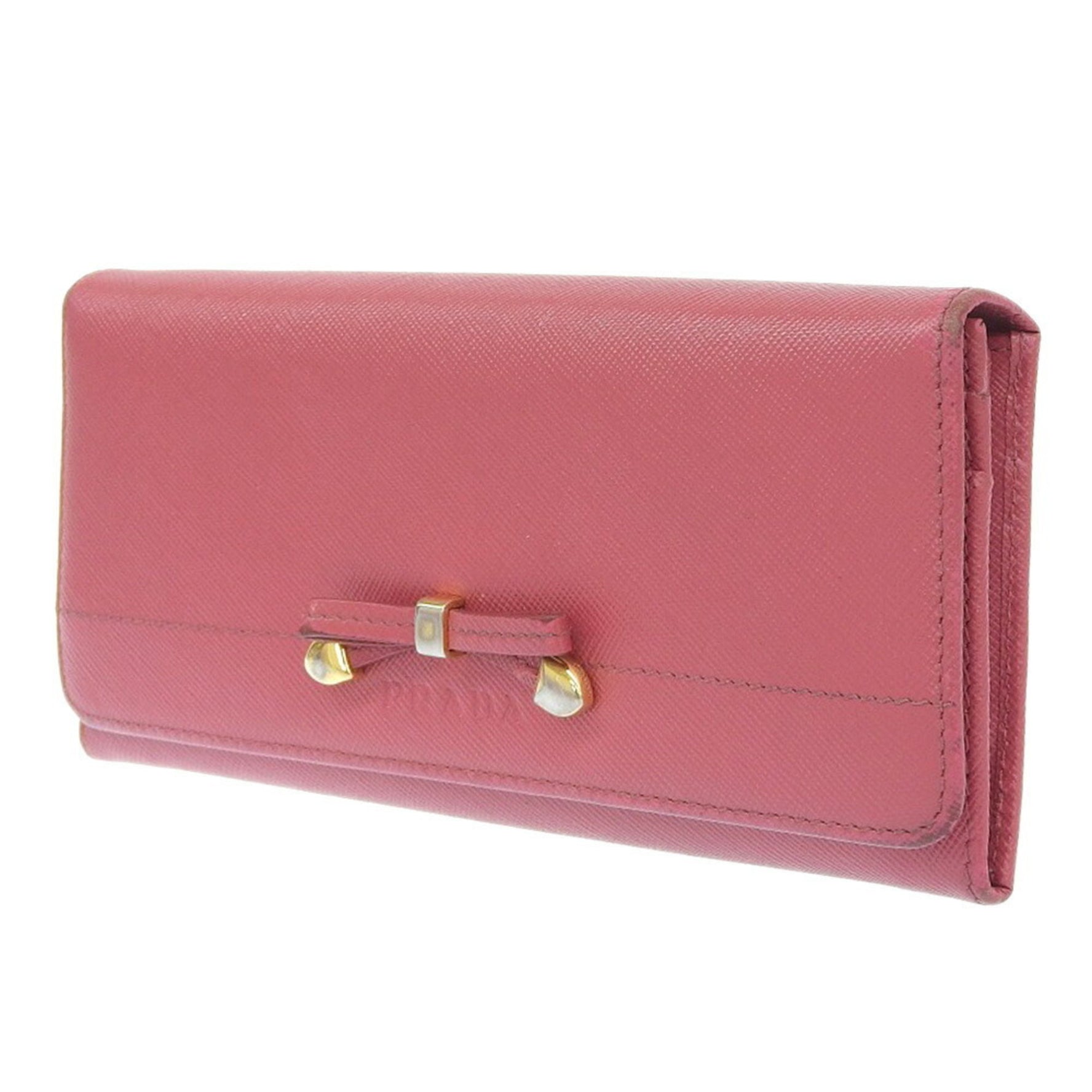 PRADA Prada Long Wallet Ribbon 1M1132 Saffiano Peonia Pink Women's