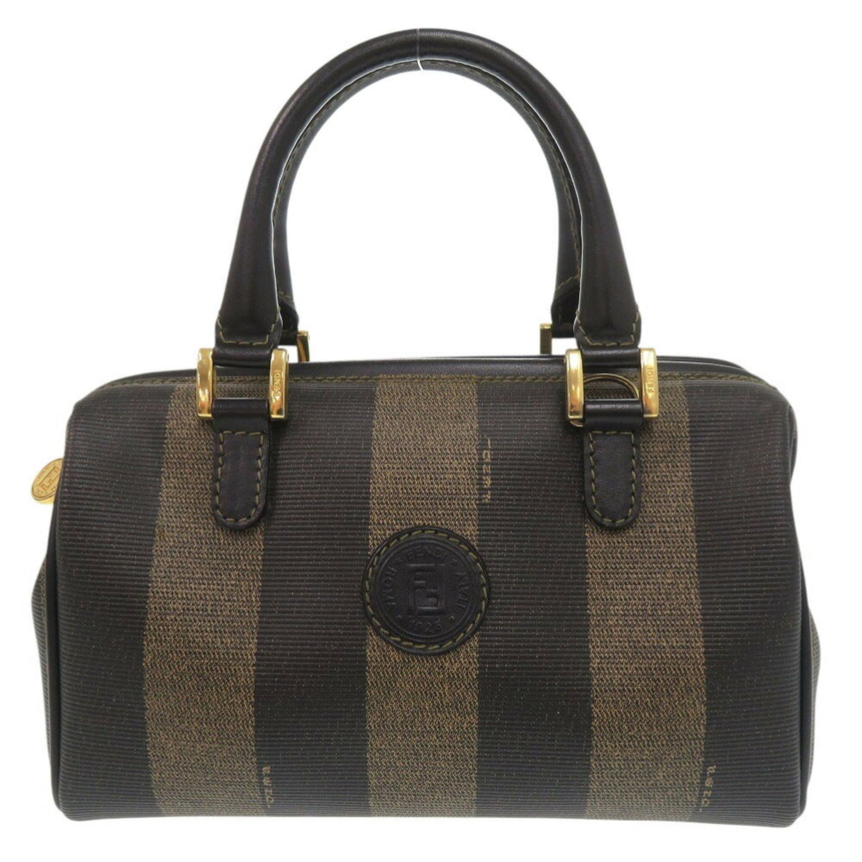 Fendi Pecan PVC Leather Brown/Black Mini Handbag/Boston Bag