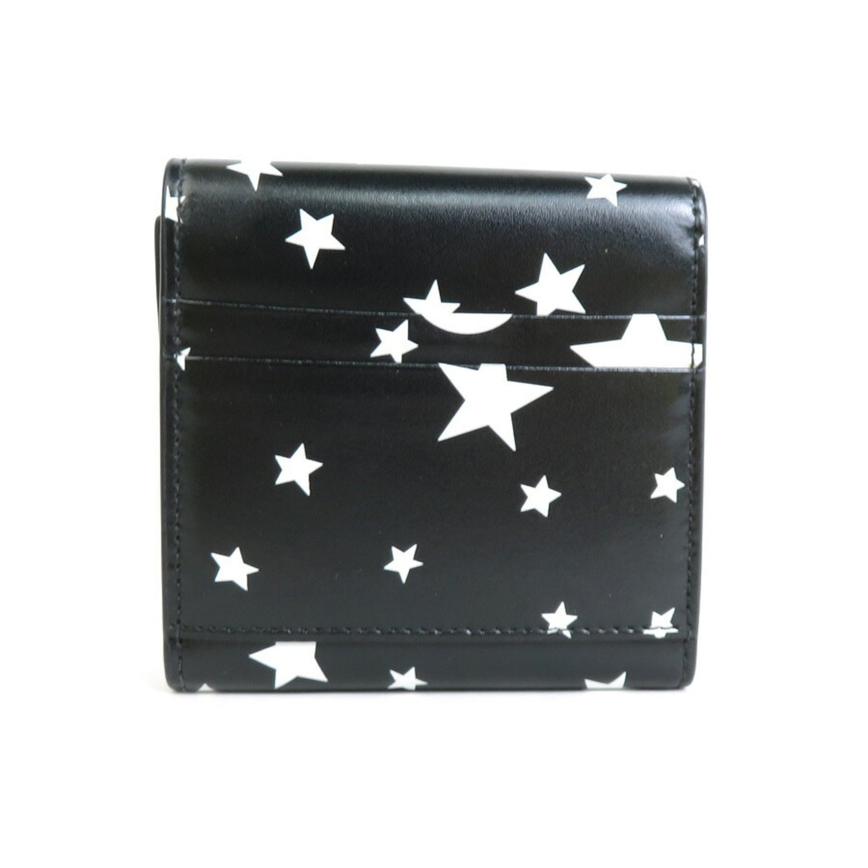 BALENCIAGA Trifold Wallet Leather Black x White Unisex