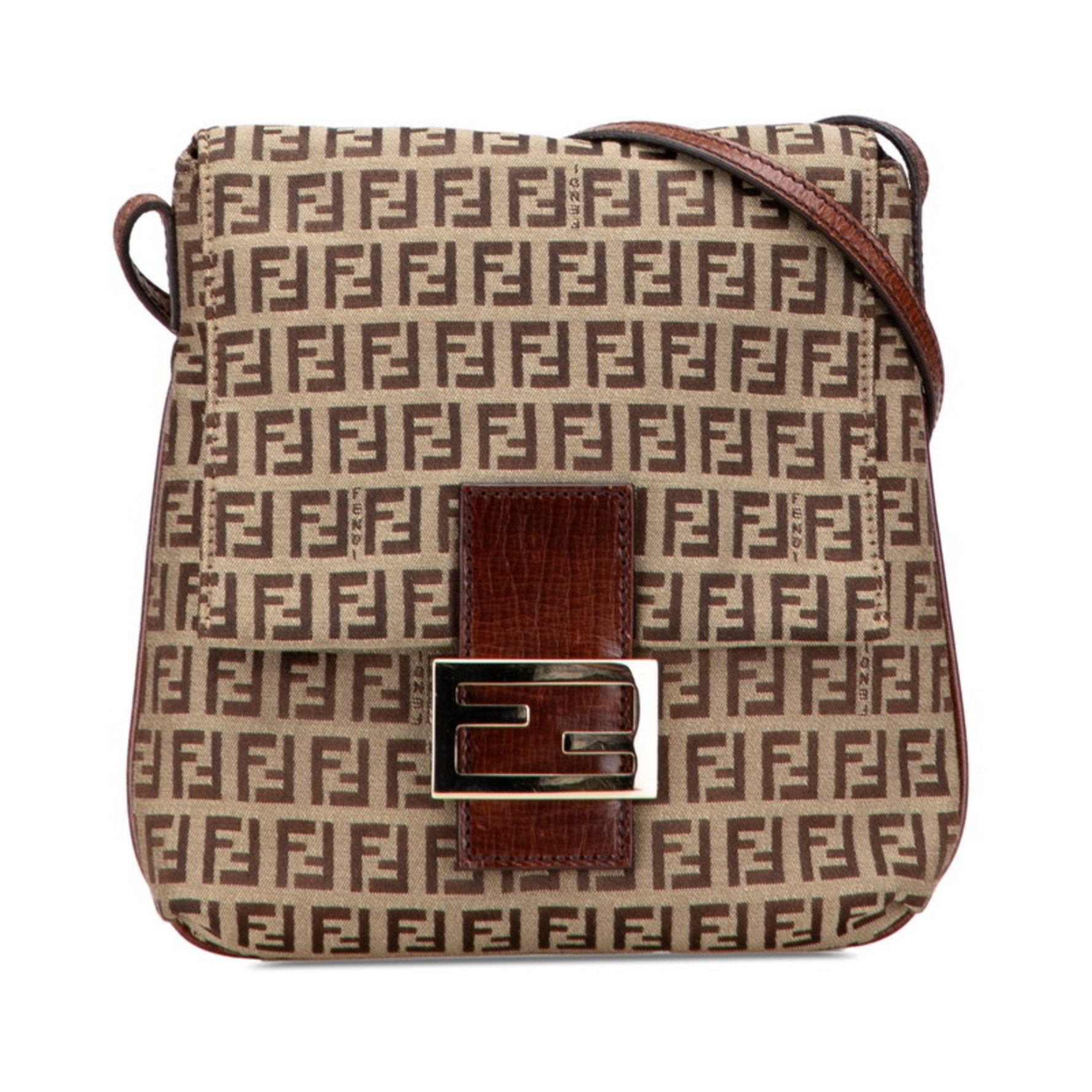 Fendi Zucchino Shoulder Bag Canvas and Leather