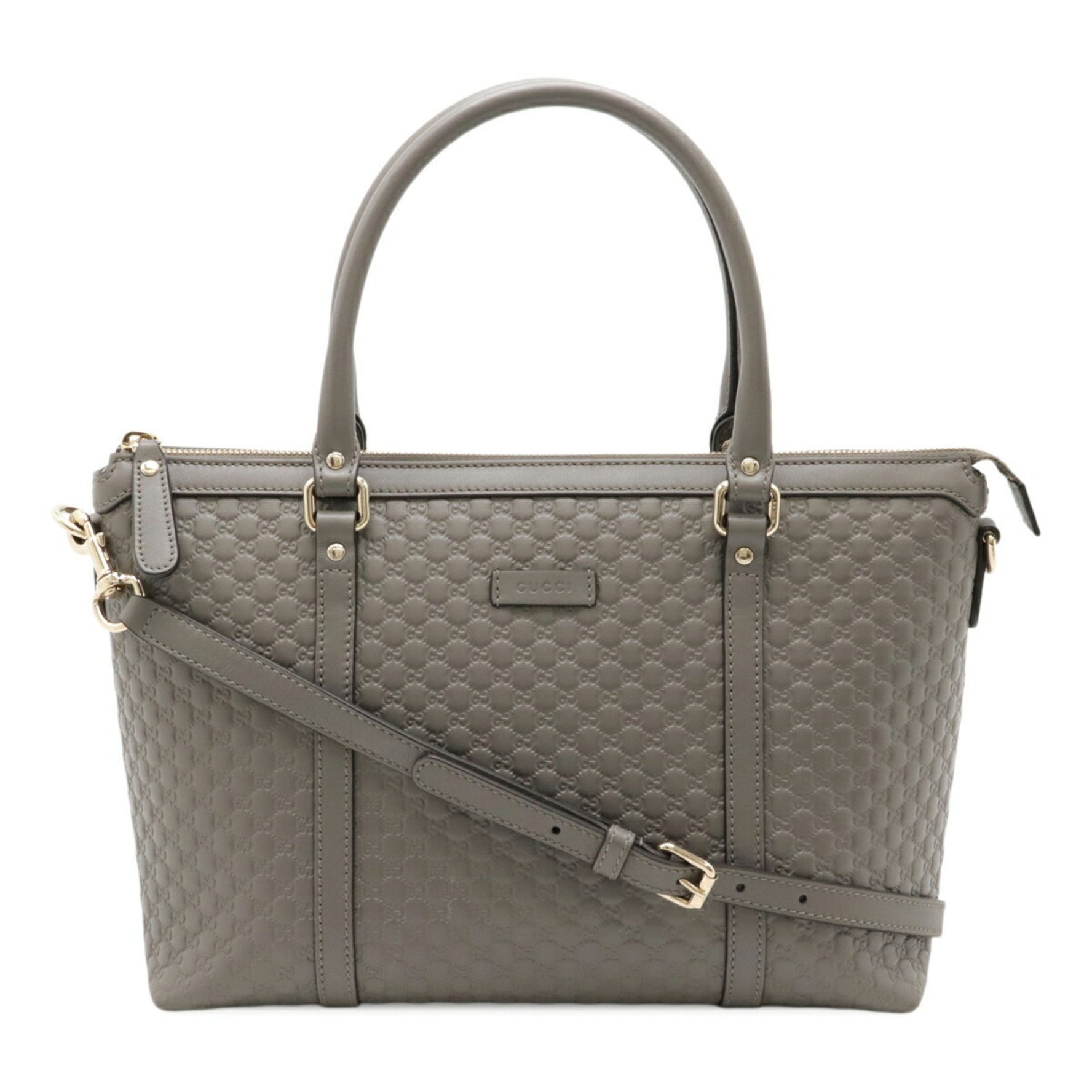 GUCCI Micro Guccissima Tote Bag Handbag Shoulder Leather Grey