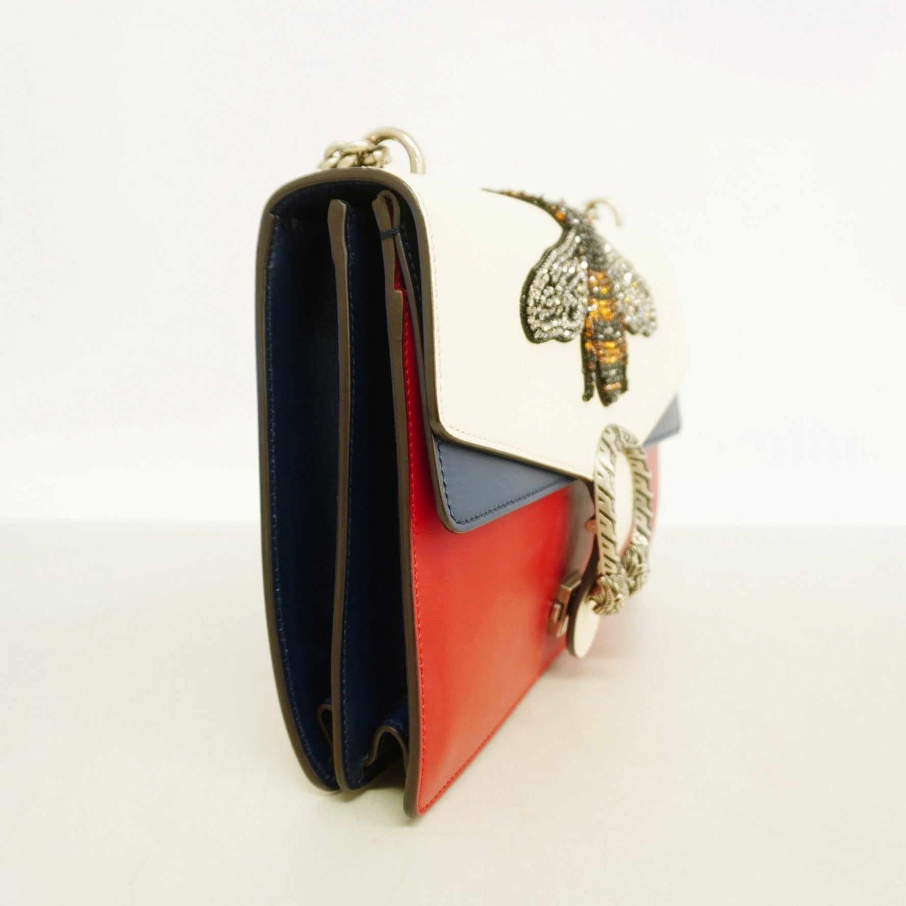 Gucci Dionysus Shoulder Bag Leather White Red Navy