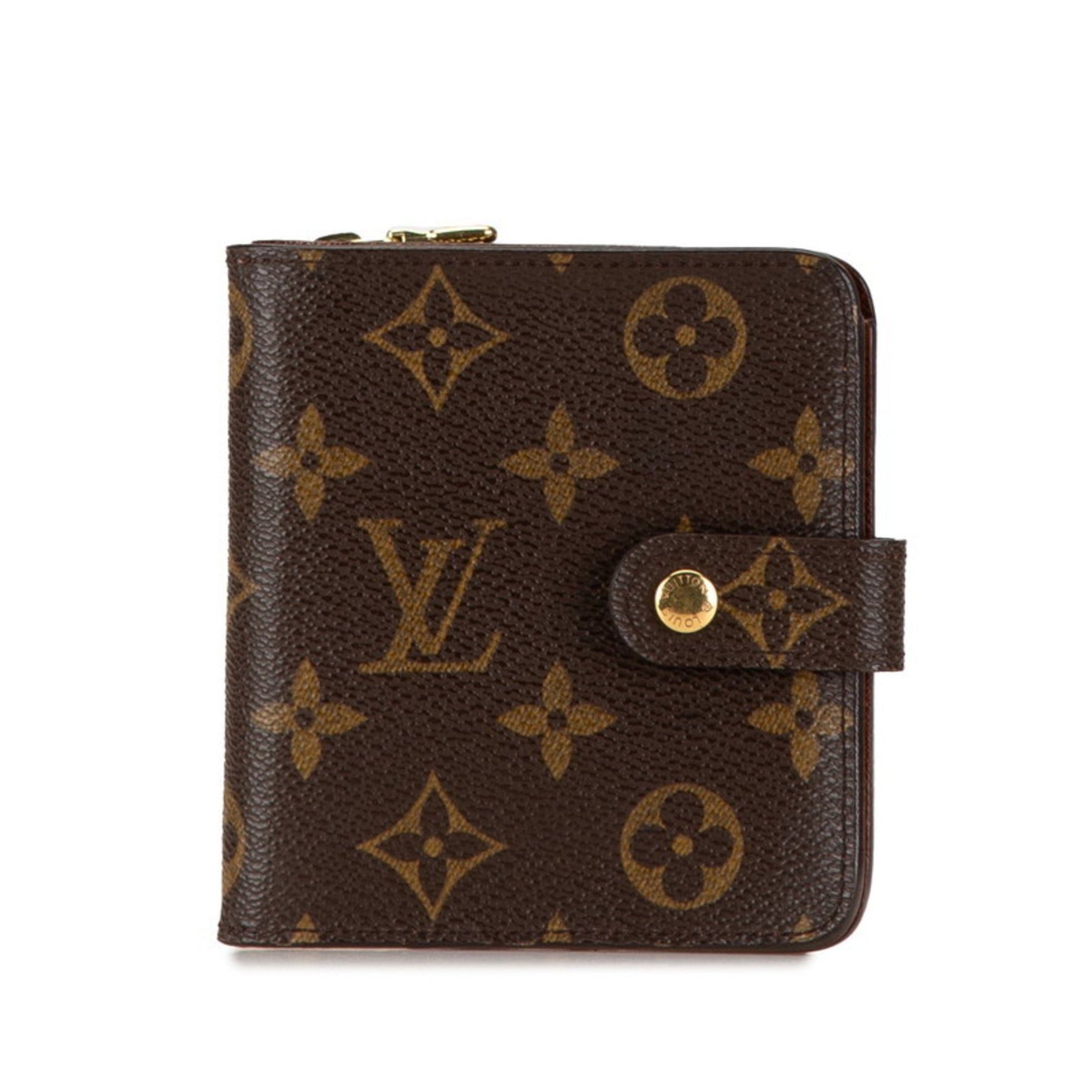 Louis Vuitton Monogram Compact Zip Bi-fold Wallet Brown PVC Leather