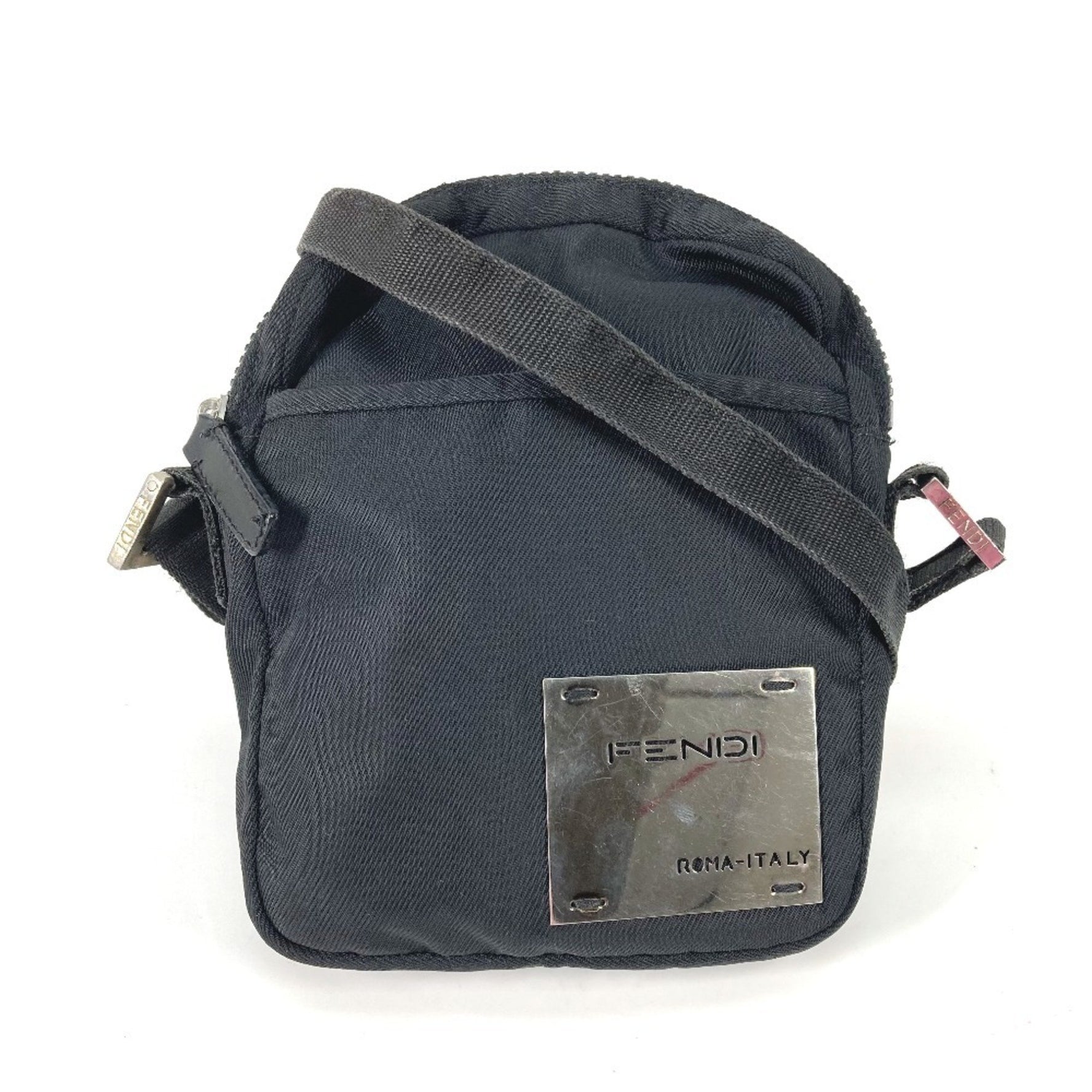 FENDI Logo Metal Plate Pochette Sacoche Shoulder Bag Nylon Men's