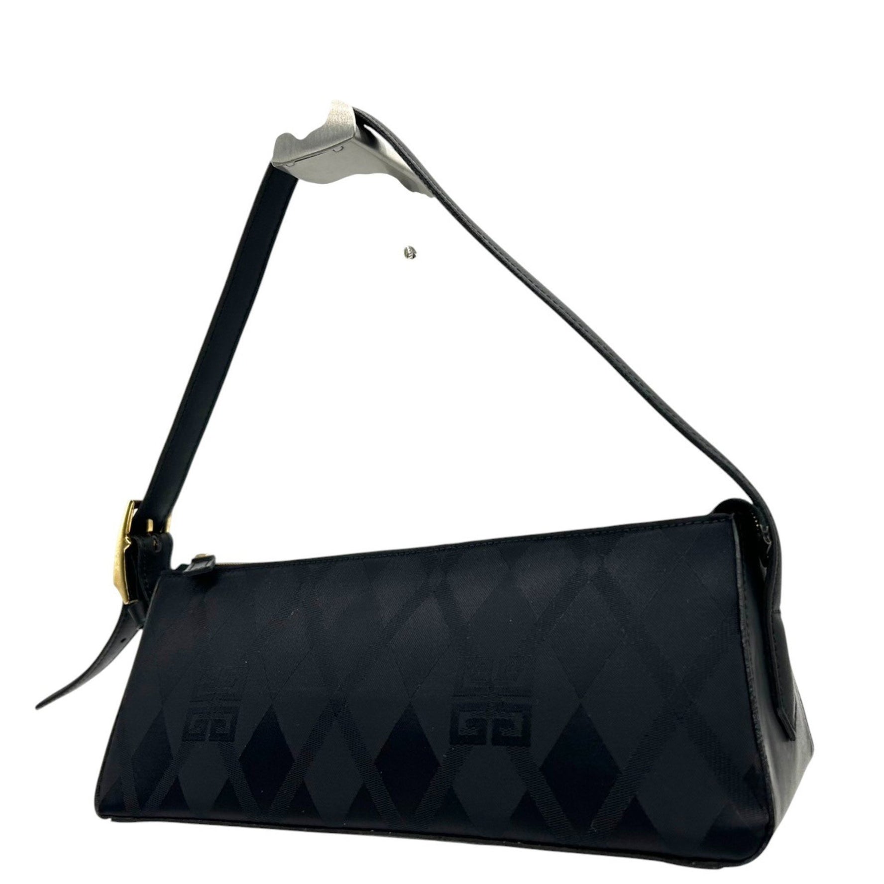 GIVENCHY Handbag Accessory Pouch with Logo, Nylon and Leather, Triangle/Pyramid-Shaped Mini Bag