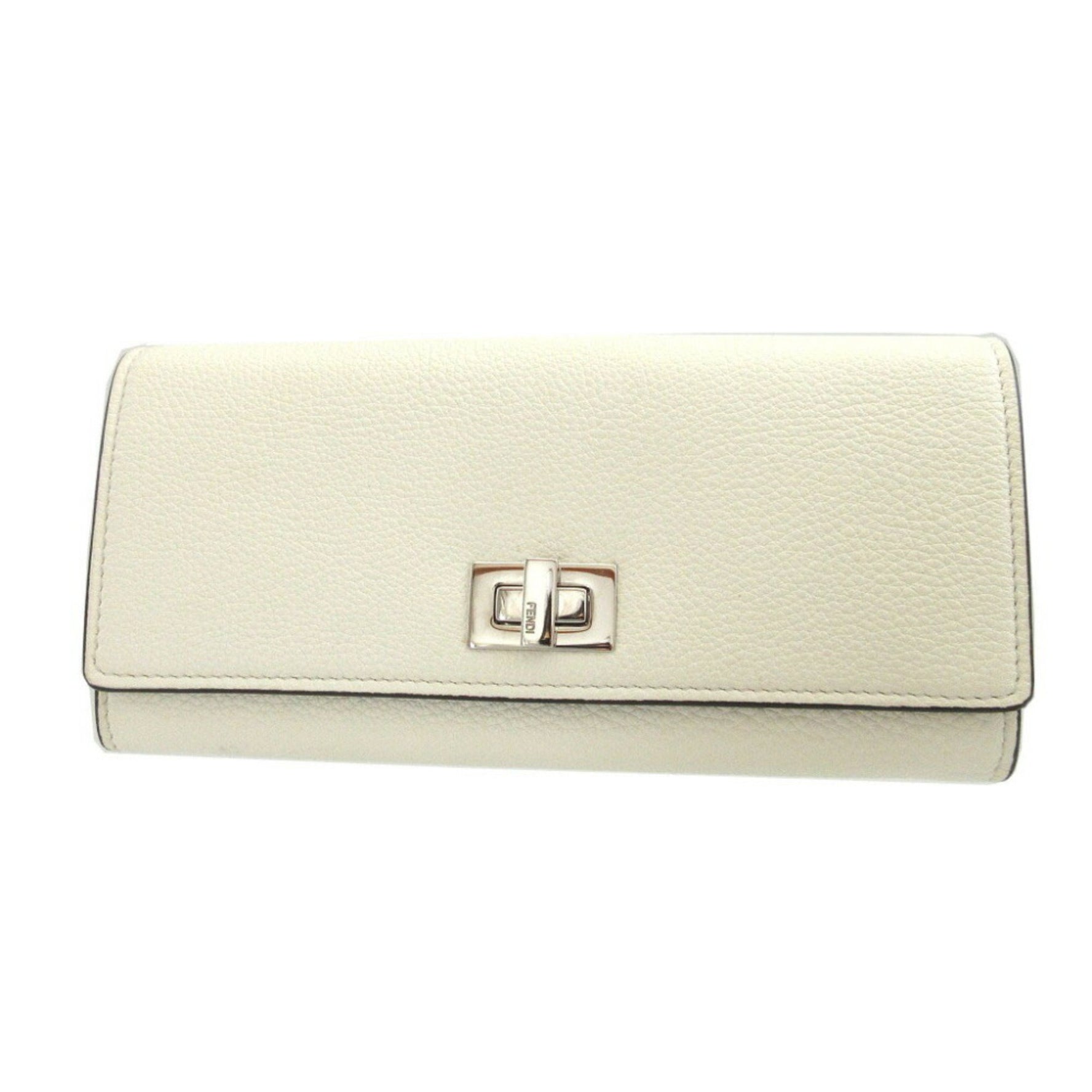 Fendi Peekaboo Leather White Bifold Long Wallet