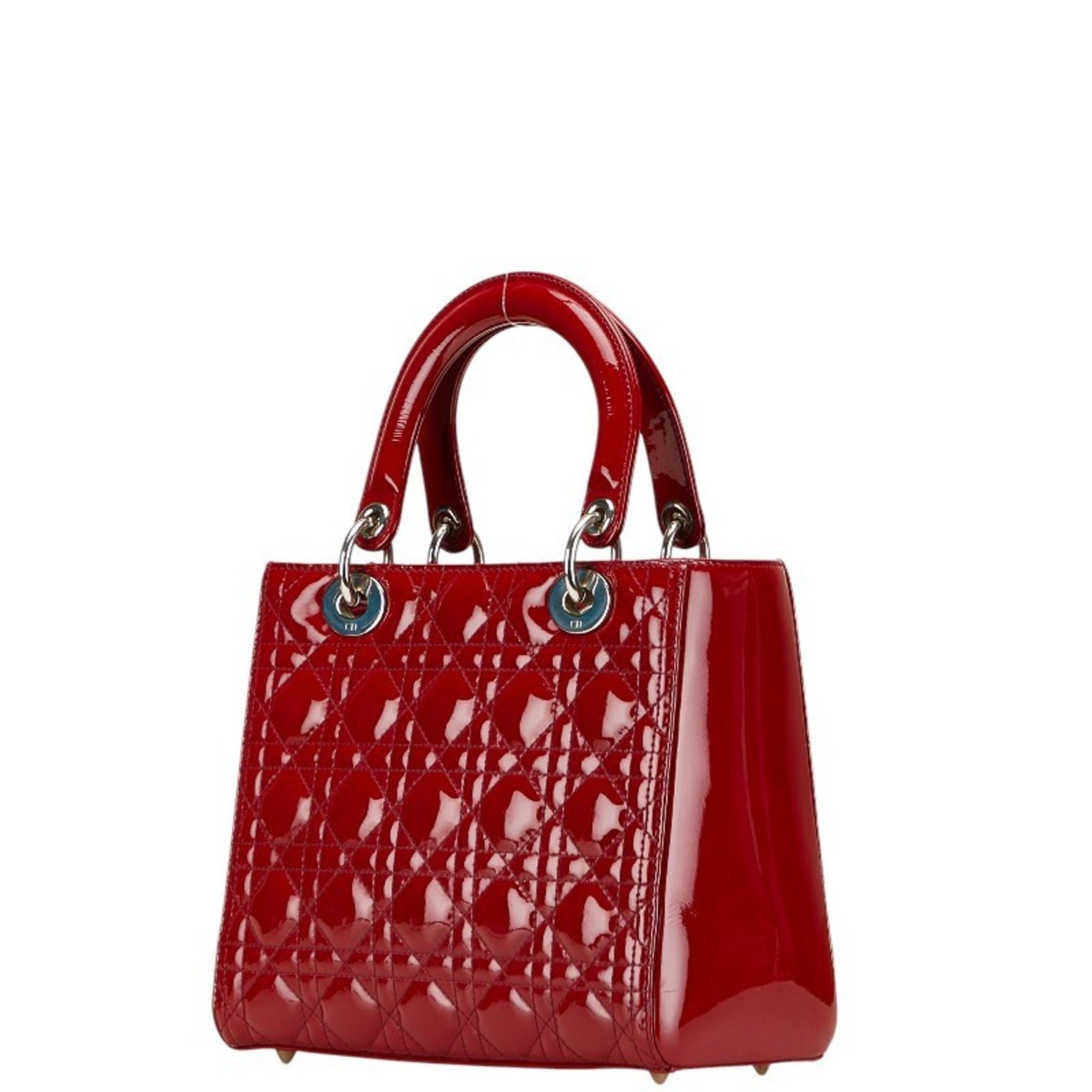 Christian Dior Cannage Lady Medium Handbag/Shoulder Bag, Red Patent Leather