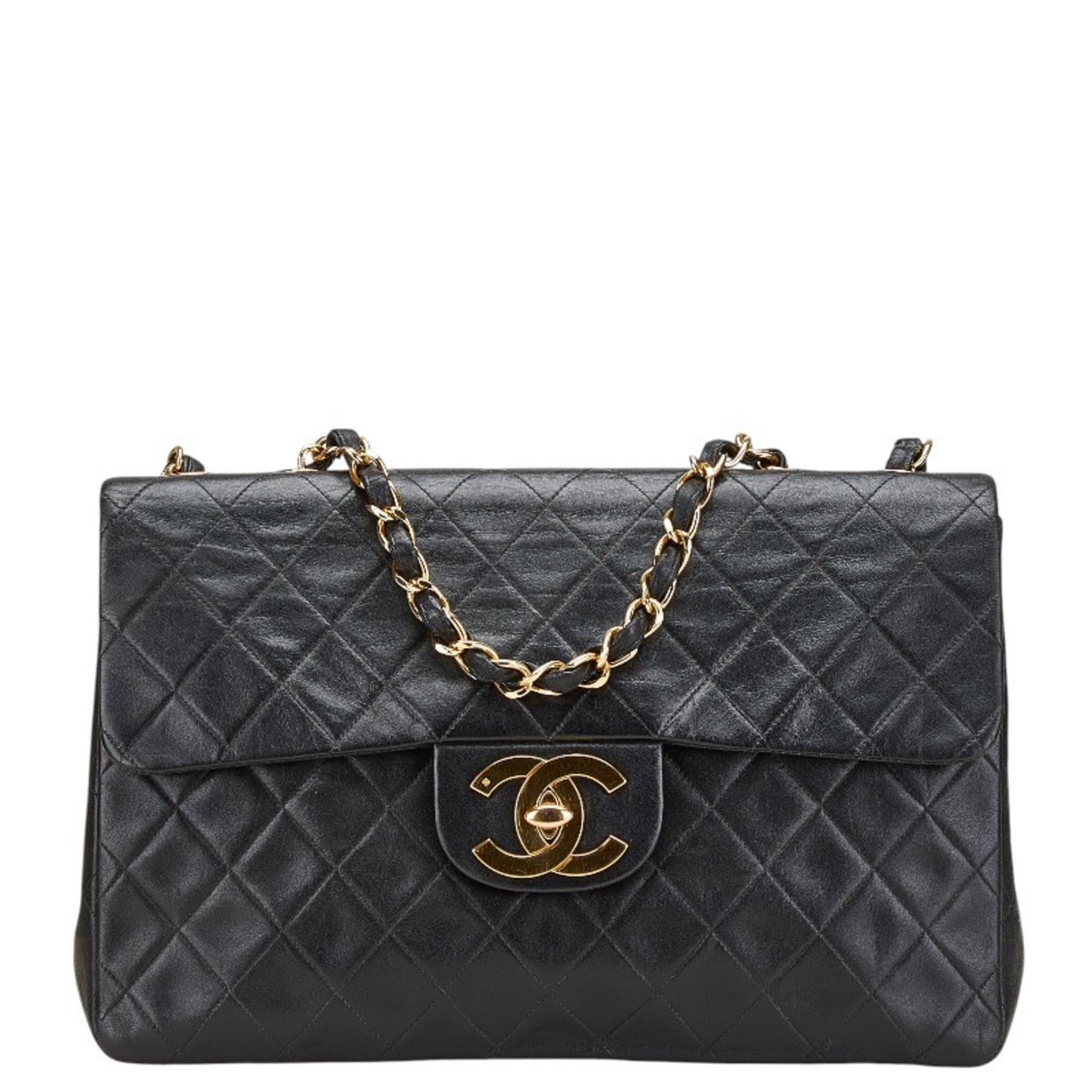 CHANEL Coco Mark Deca Matelasse 34 Crossbody Chain Shoulder Bag in Leather