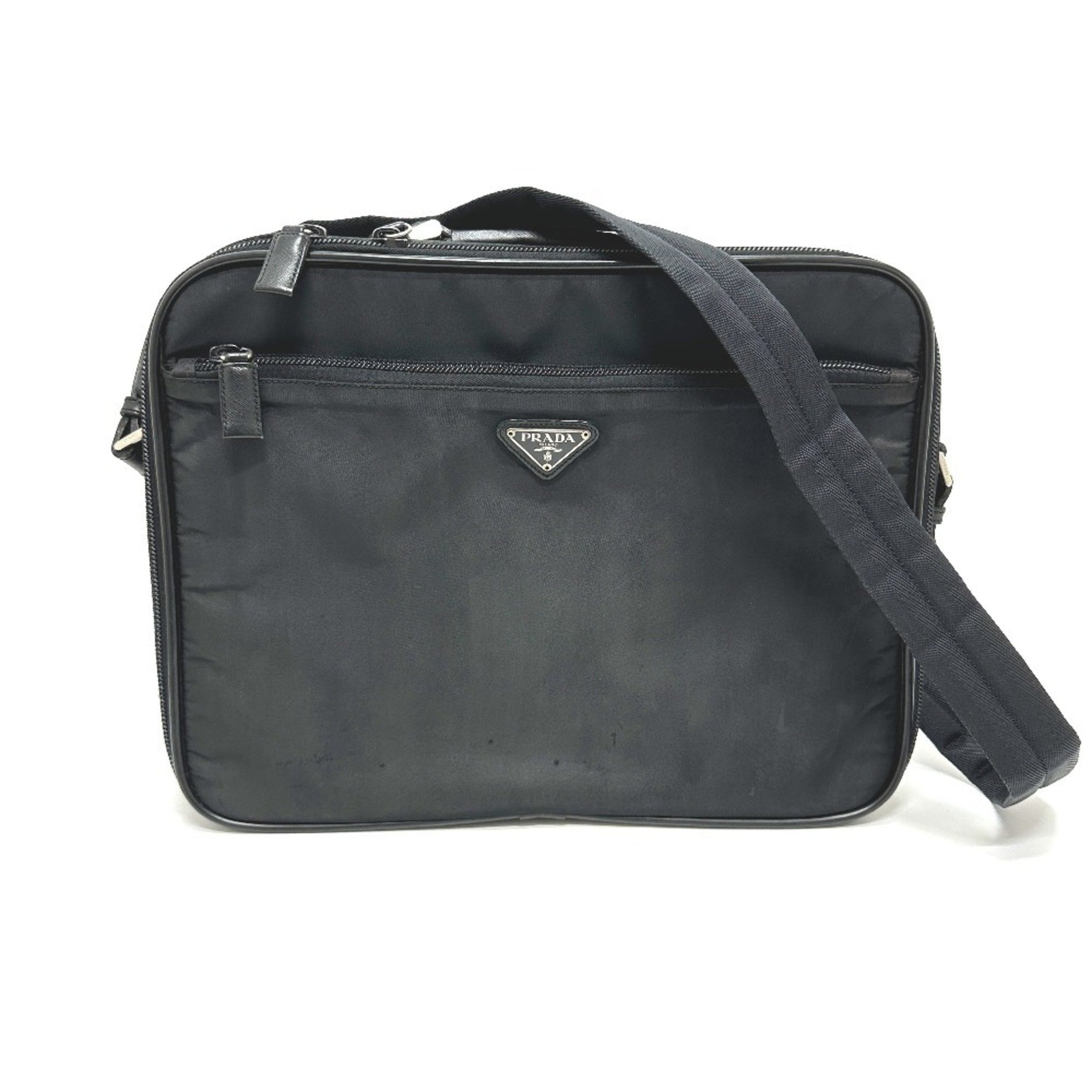 PRADA V147S Triangle Plate 2WAY Bag Shoulder Briefcase Business Nylon Men's Women's Black