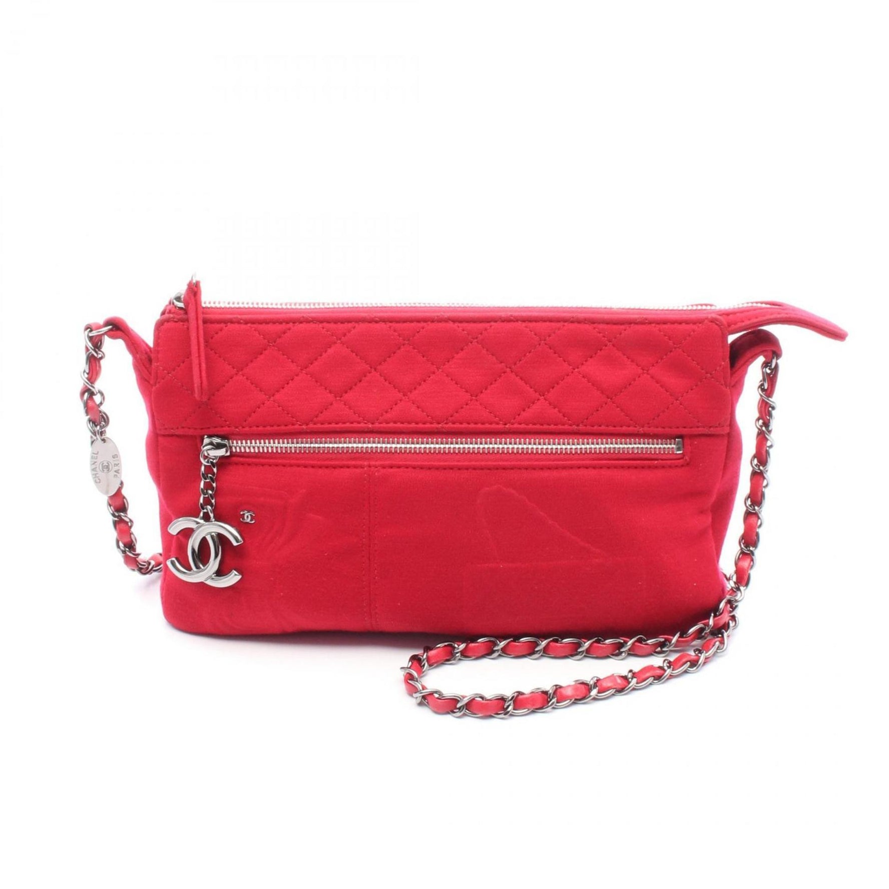 CHANEL Shoulder Bag, Cotton, Red