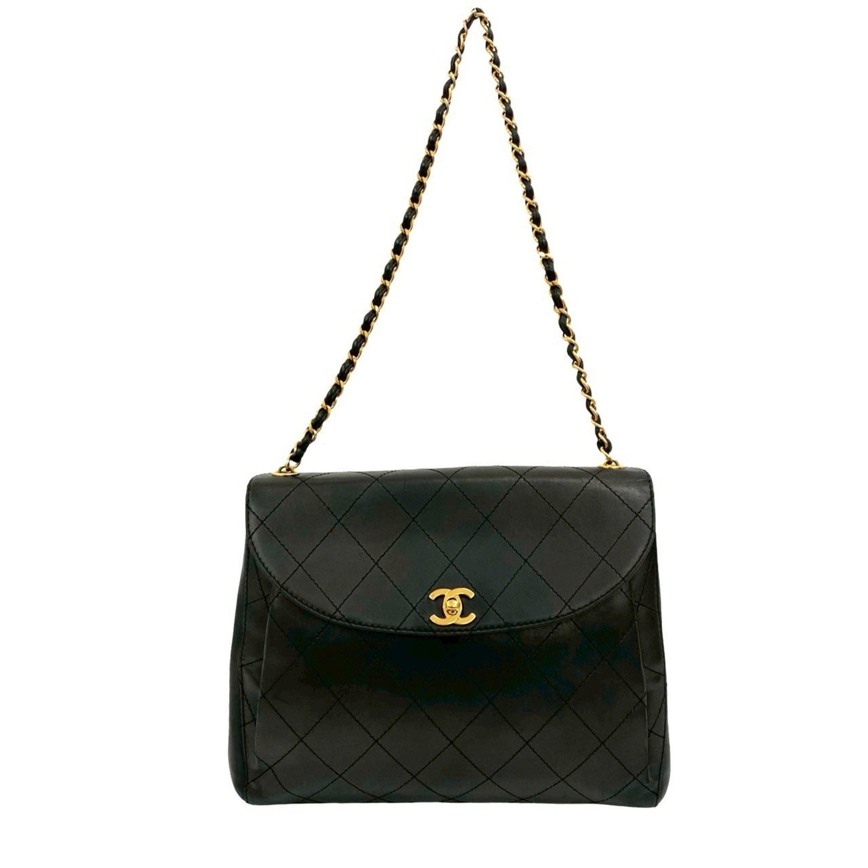 Seal No. 5 CHANEL Matelasse Coco Mark Lambskin Leather Chain Semi Shoulder Bag -1197