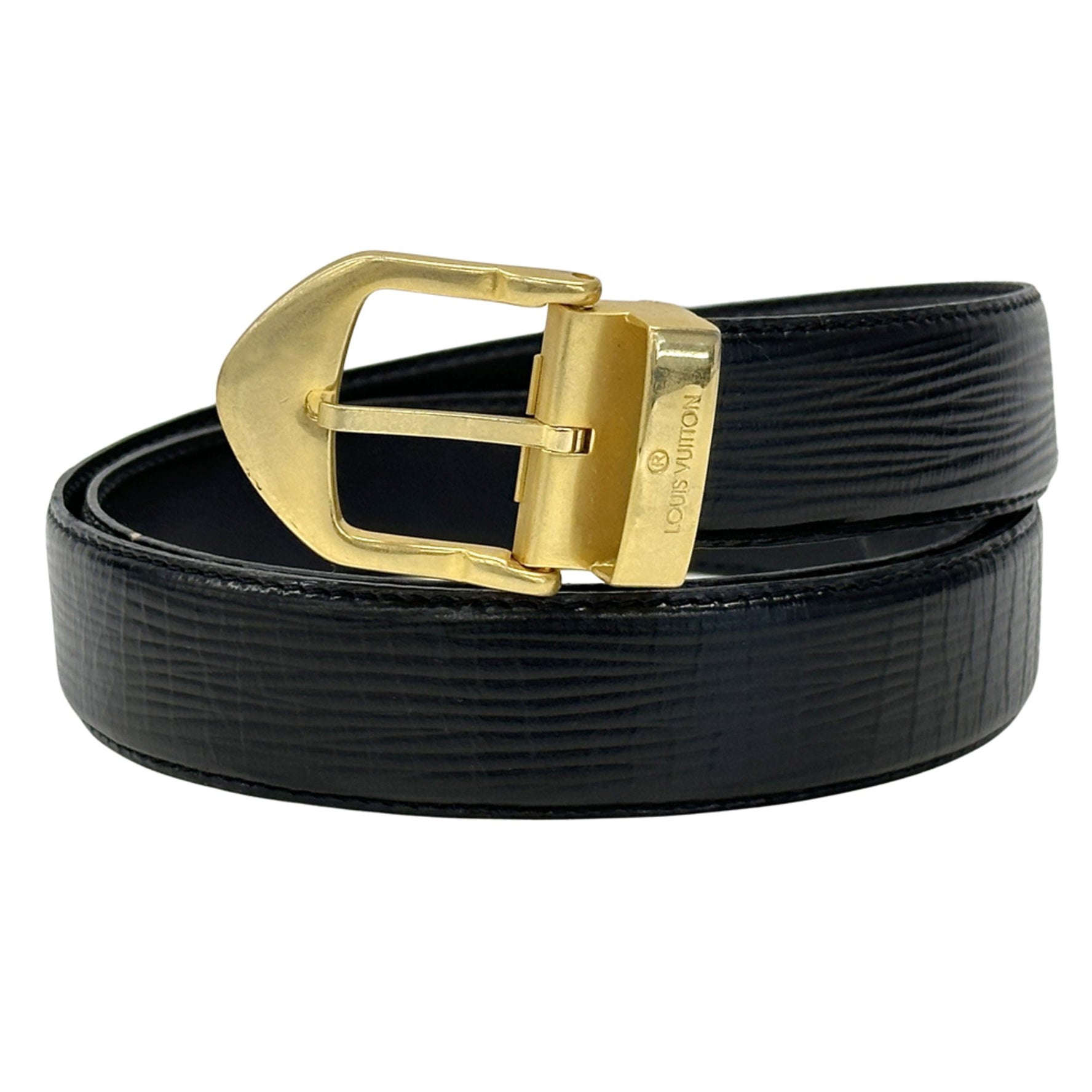 Louis Vuitton Epi Leather Belt in Santur Classic Noir, Black with Gold Hardware