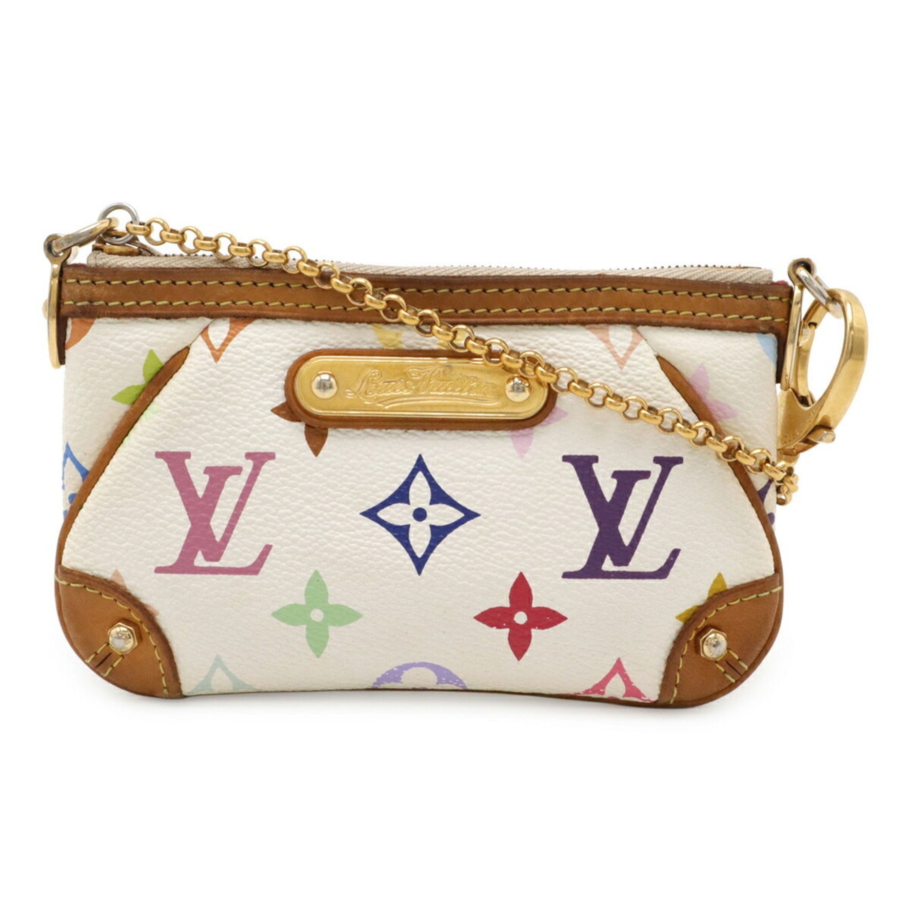 LOUIS VUITTON Monogram Multicolore Pochette Mira PM Chain Pouch in Blanc White
