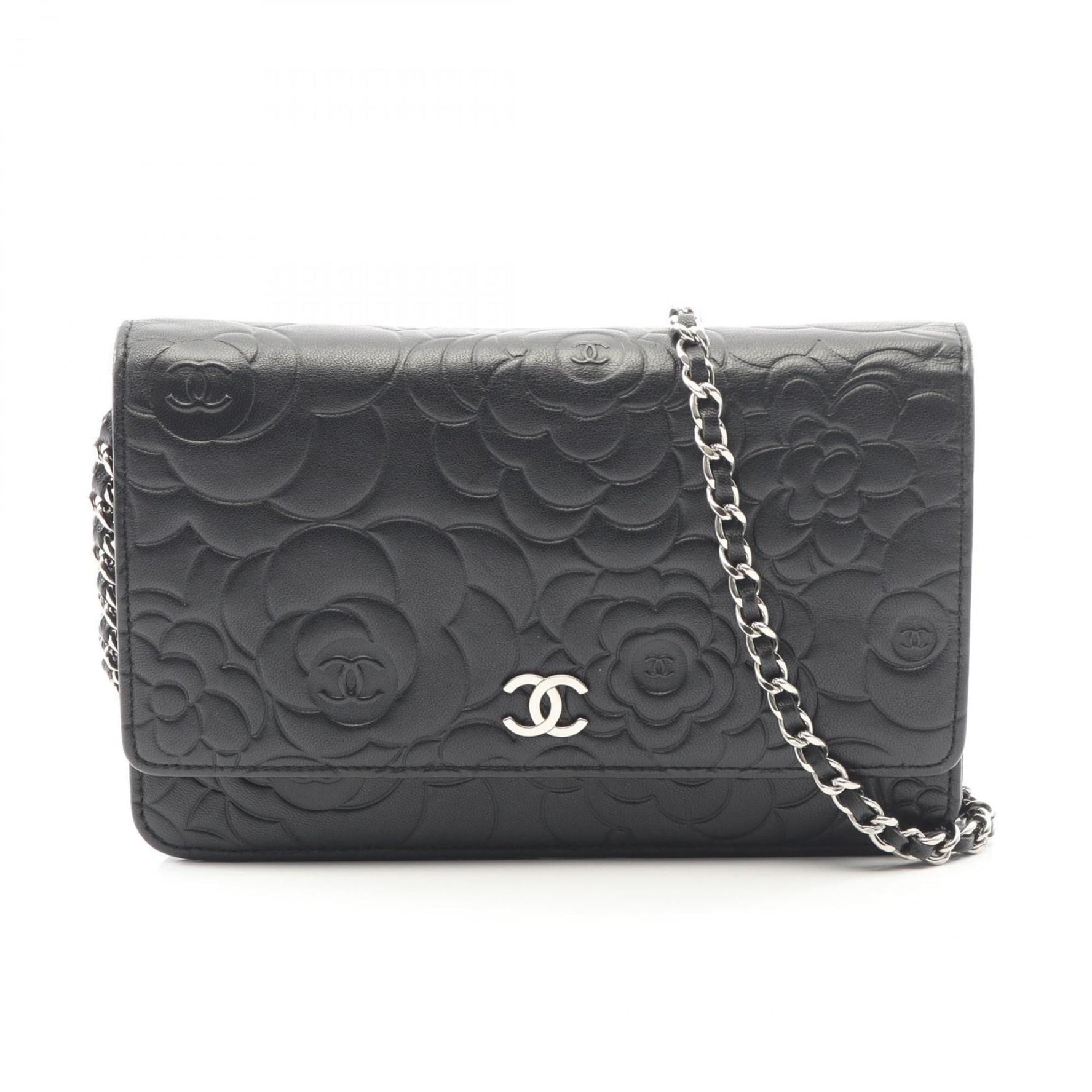 CHANEL Camellia Shoulder Bag, Lambskin Leather