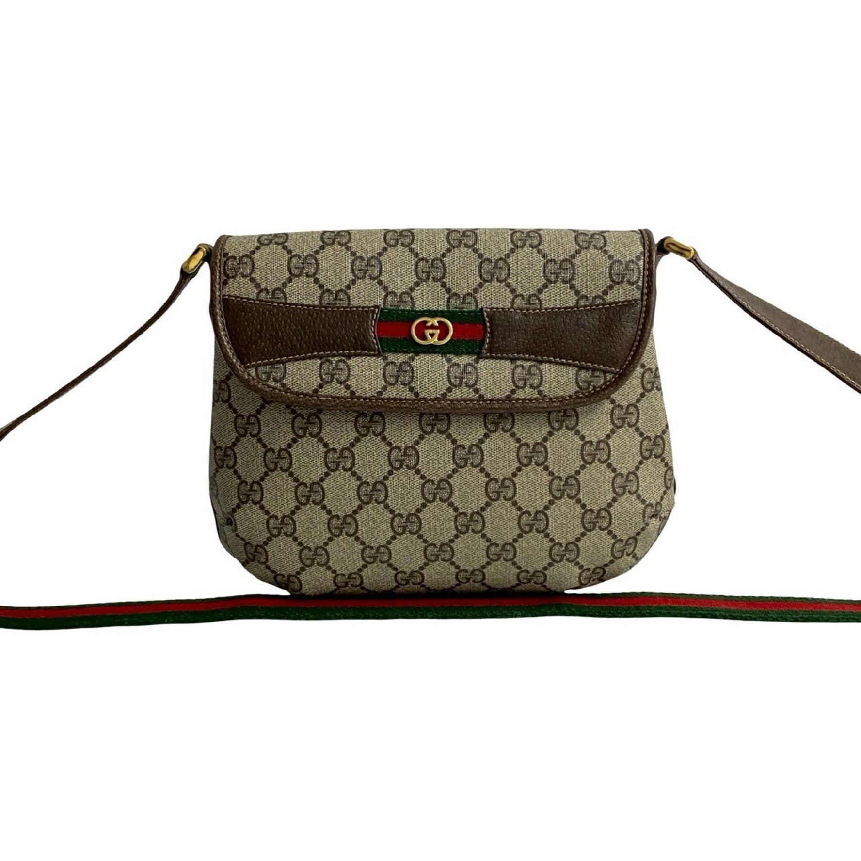 GUCCI Old Gucci Sherry Line GG Logo Pattern Leather Genuine Mini Shoulder Bag Pochette Brown