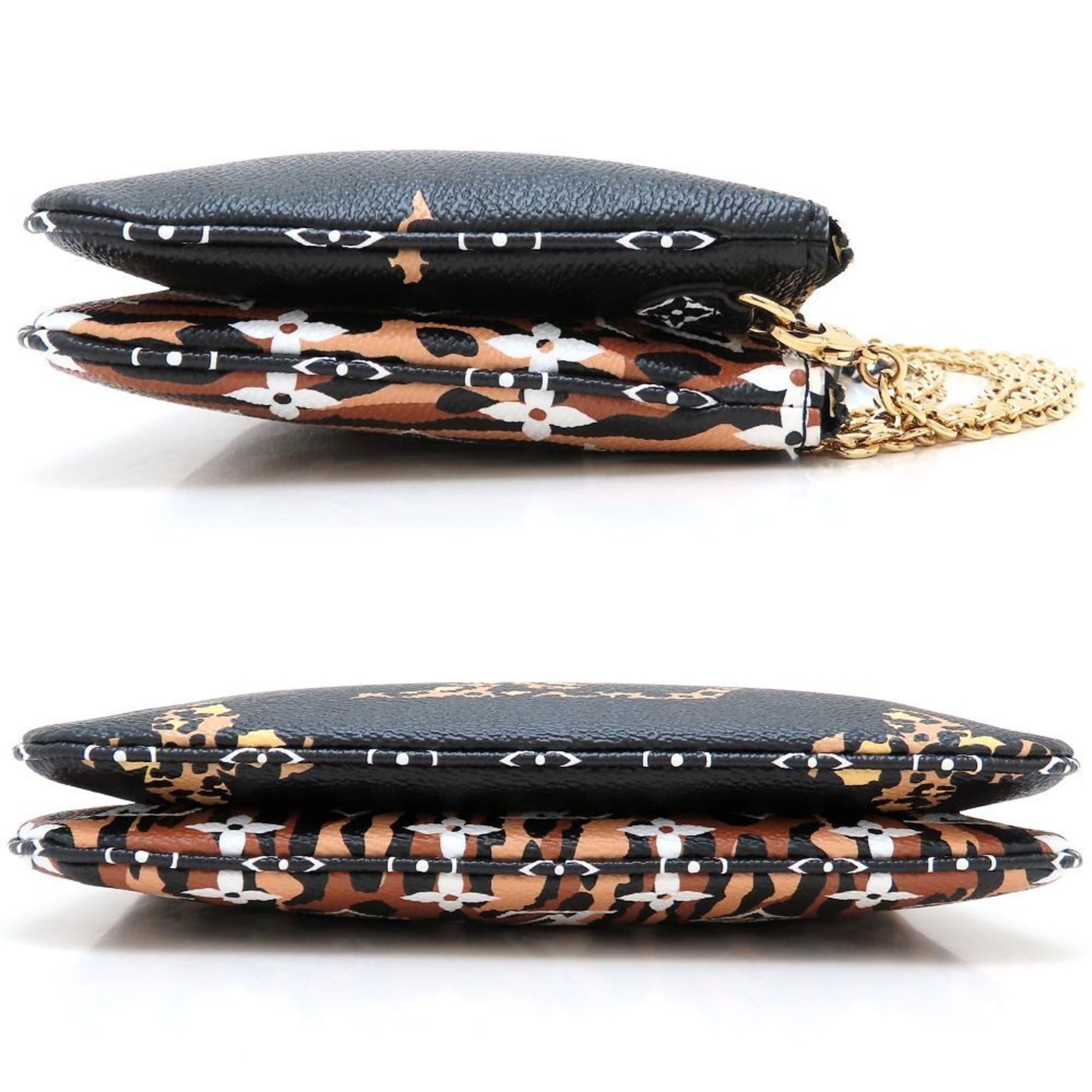 LOUIS VUITTON Monogram Jungle Pochette Double Zip Shoulder Bag in Noir Brown