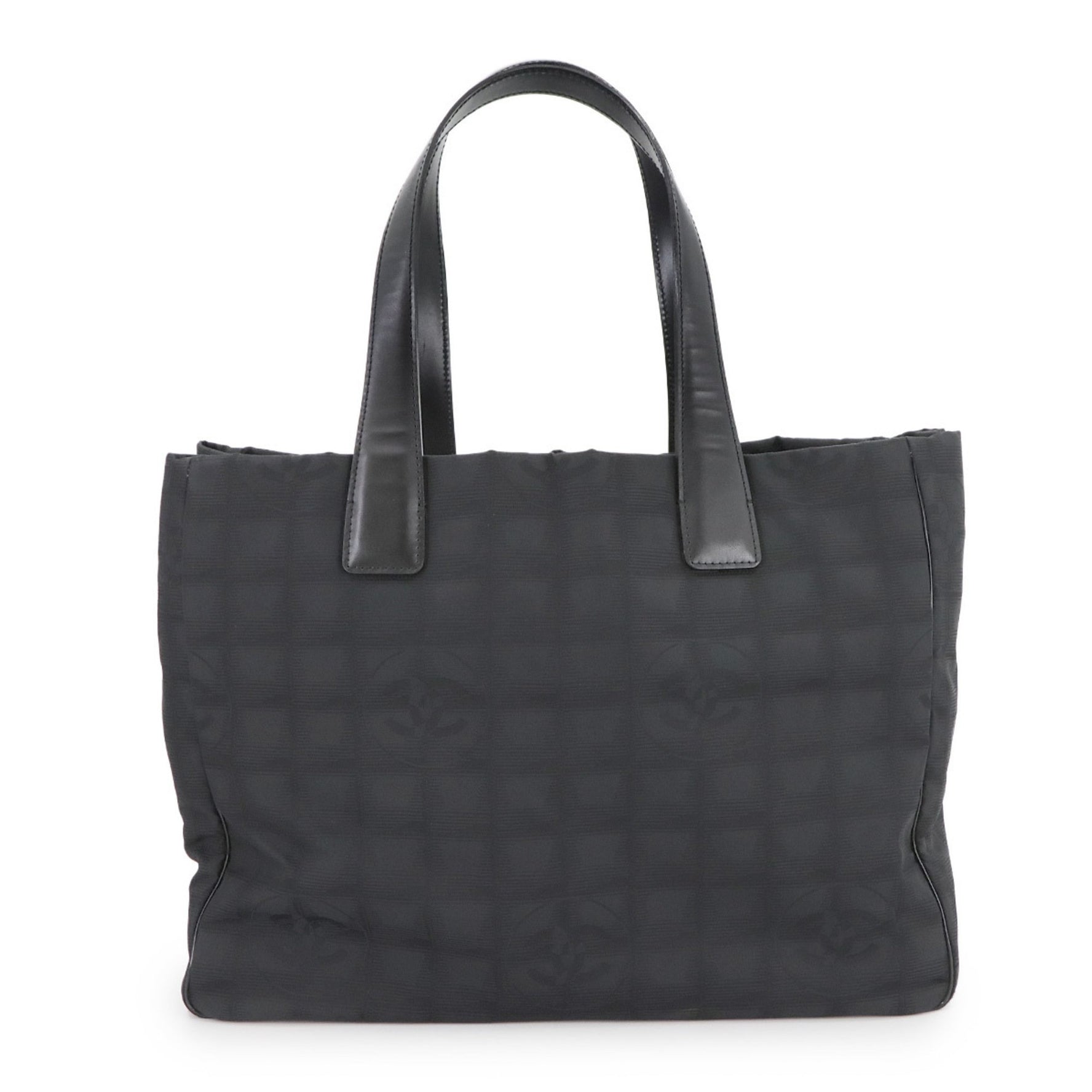 CHANEL New Travel Line Tote Bag MM Nylon Jacquard Leather Black A15991