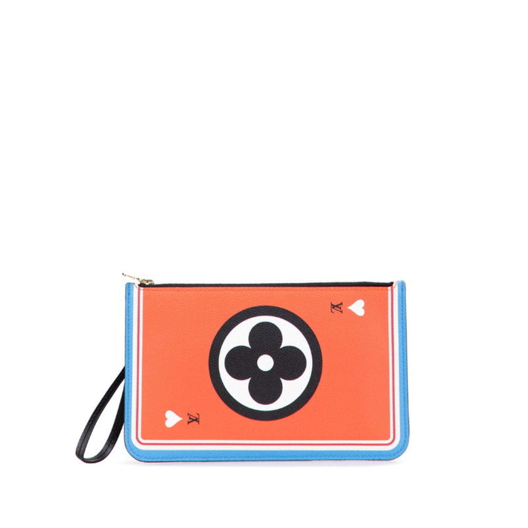 Louis Vuitton Monogram Game On Neverfull MM Accessory Pouch Orange Blue Leather LOUIS VUITTON