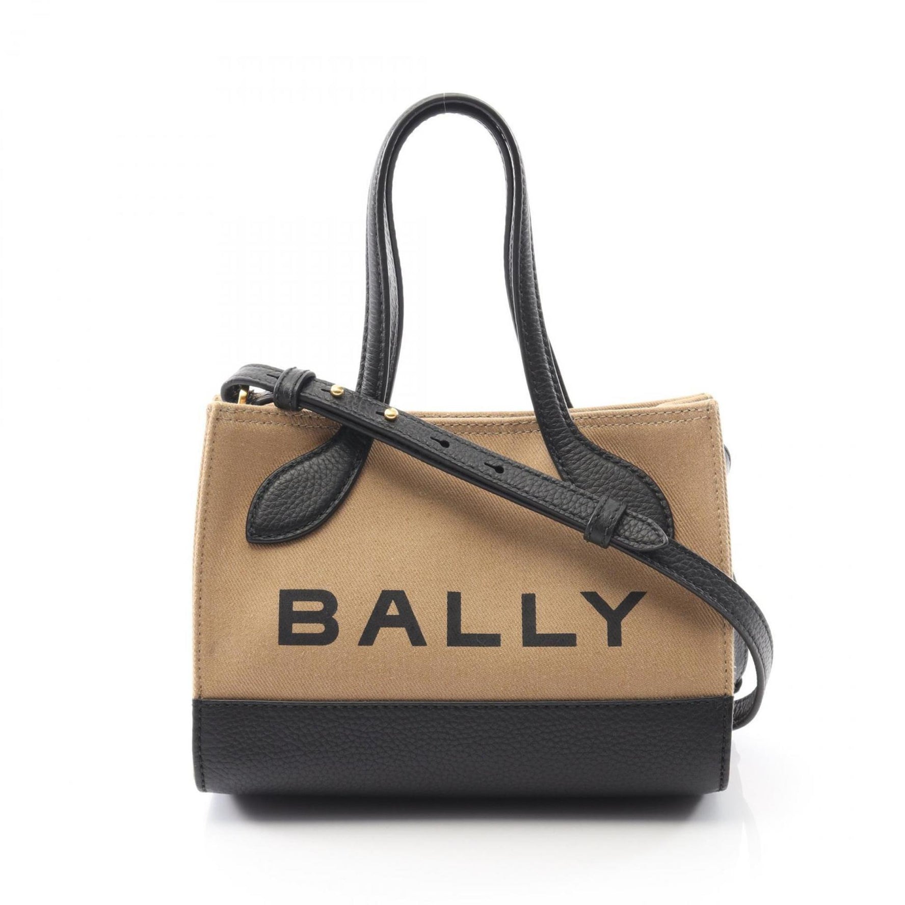 Bally Bar Keep On XS Handbag, Canvas and Leather, Beige Black