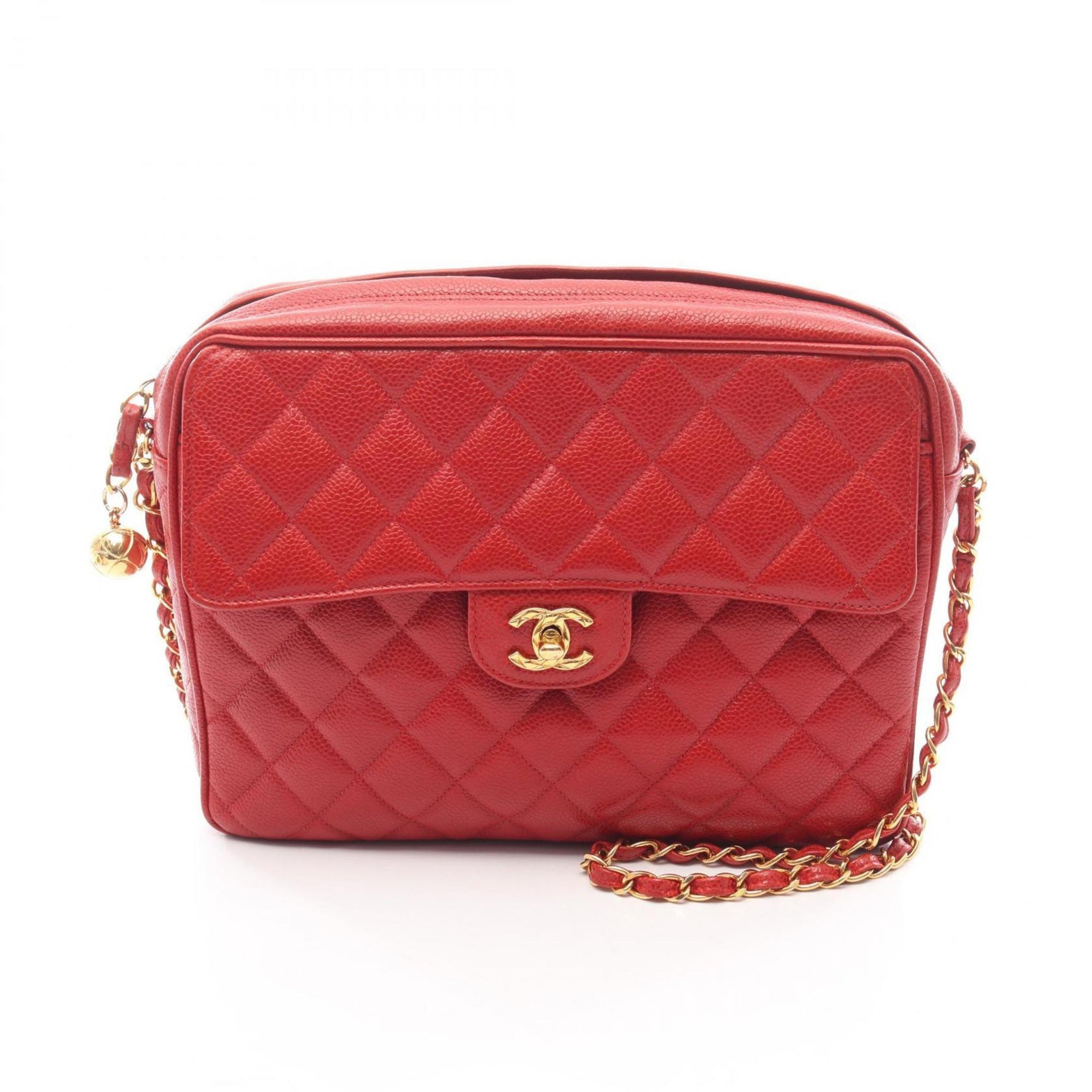 CHANEL Matelasse Shoulder Bag in Calfskin Leather, Red