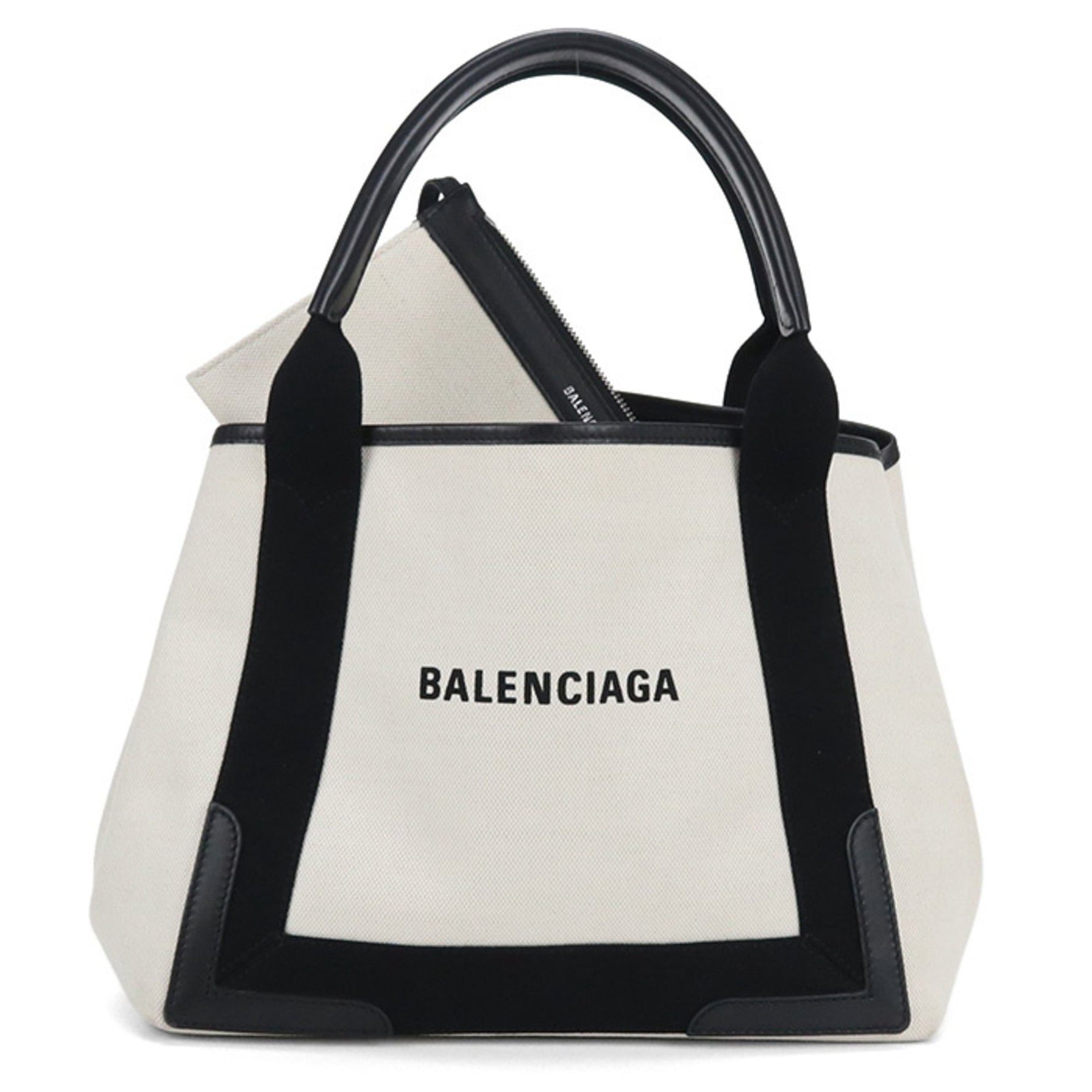 BALENCIAGA Tote Bag Navy Cabas Small White