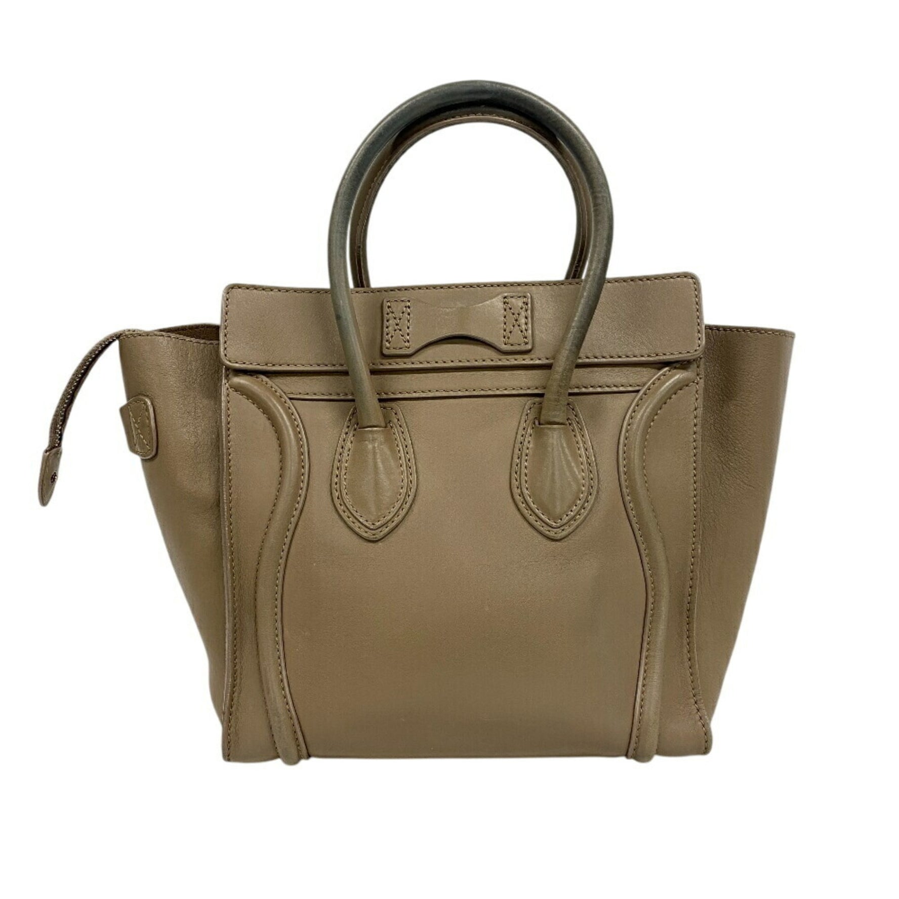 CELINE Luggage Micro Shopper Handbag Bag Beige Women's