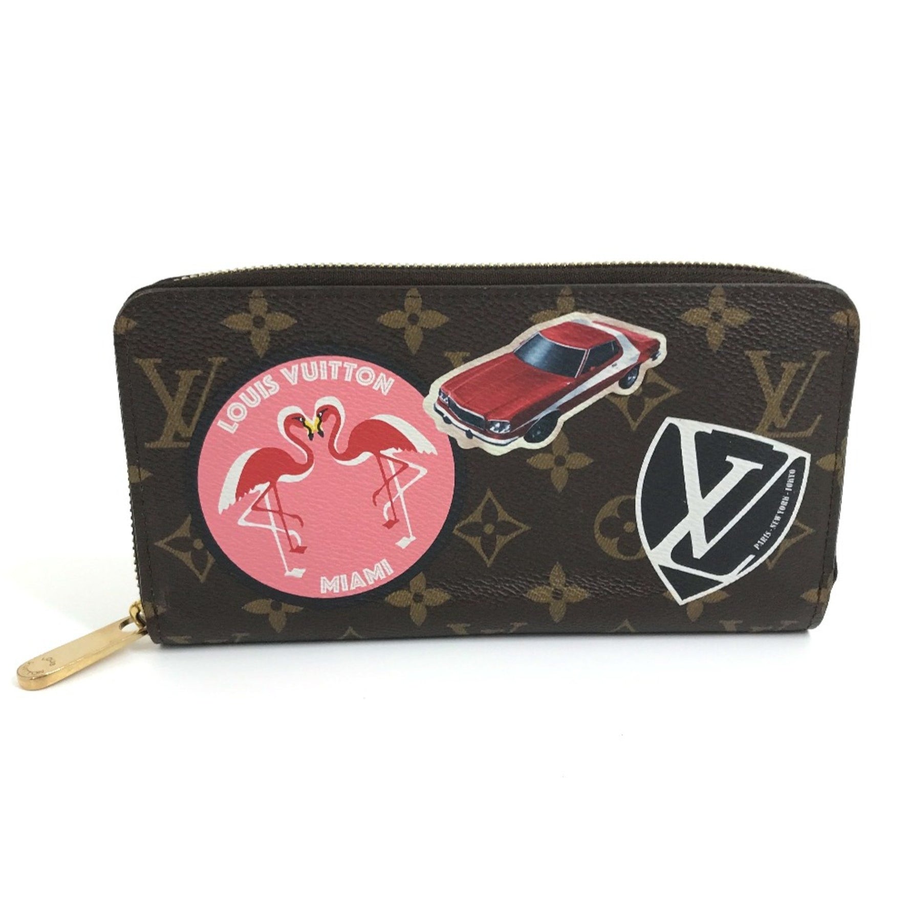 Louis Vuitton Monogram-Sticker Zip Around Long Wallet