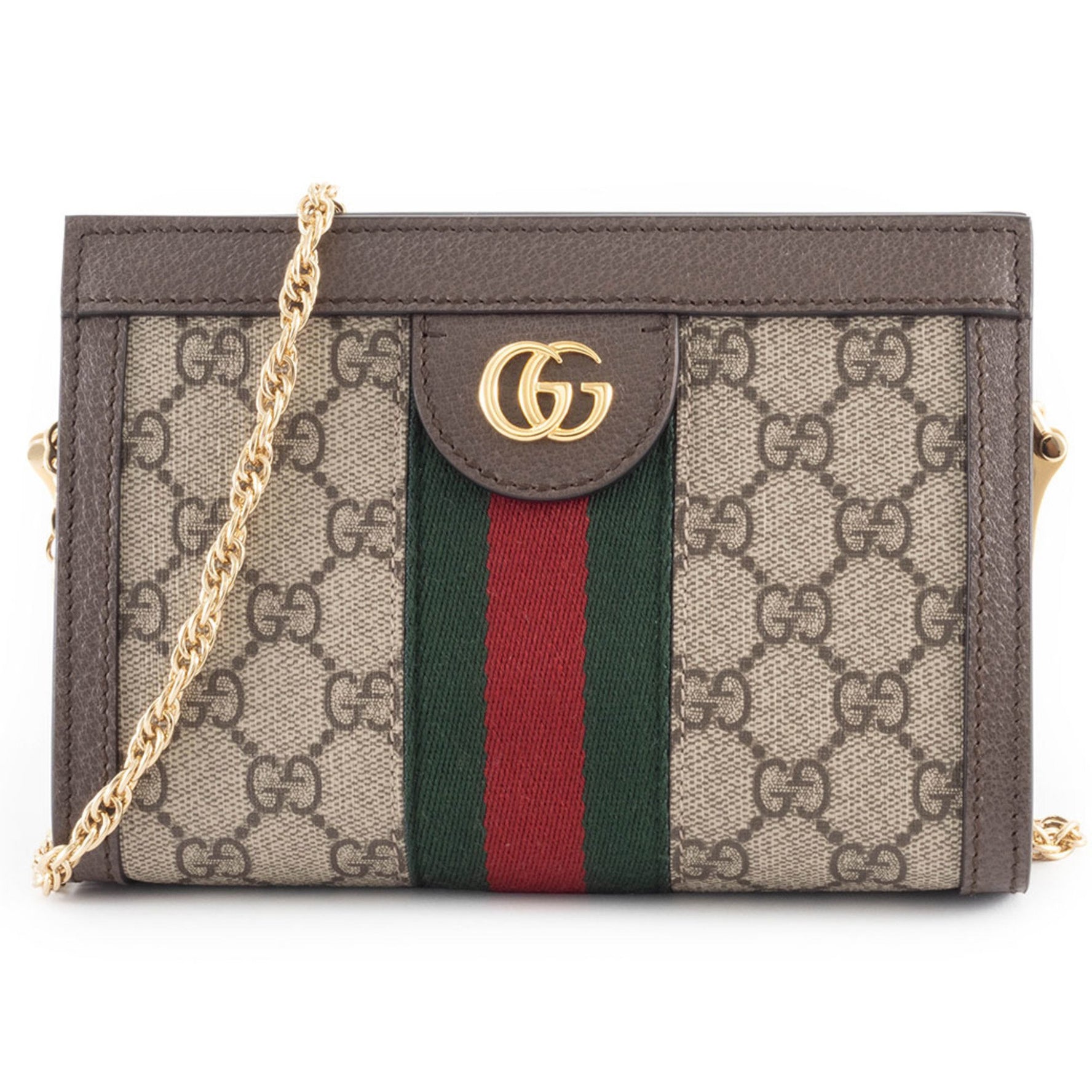 Gucci GG Supreme Ophidia Shoulder Bag in Beige and Brown