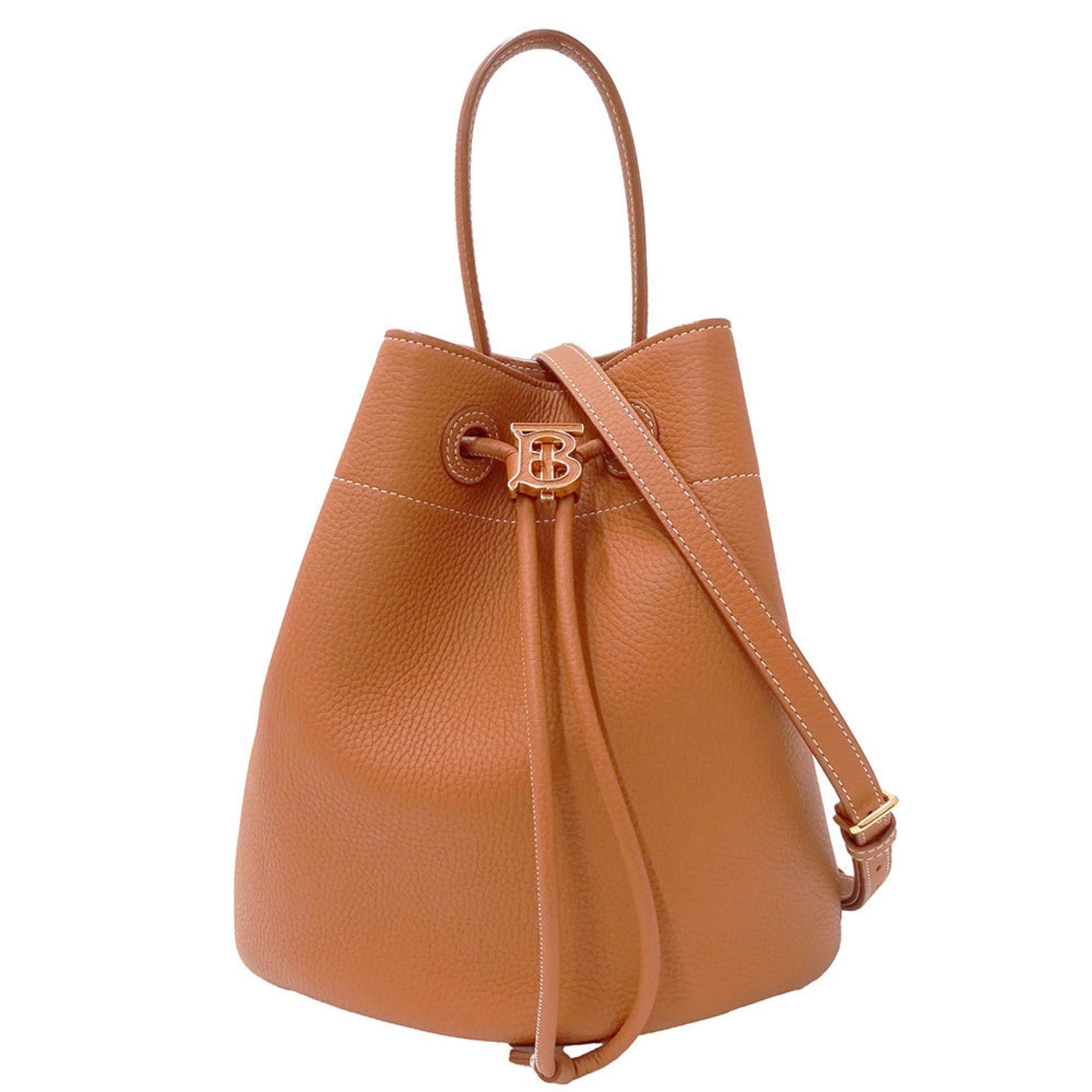 Burberry Women's TB Bucket Bag, 2-Way Leather Handbag/Shoulder Brown