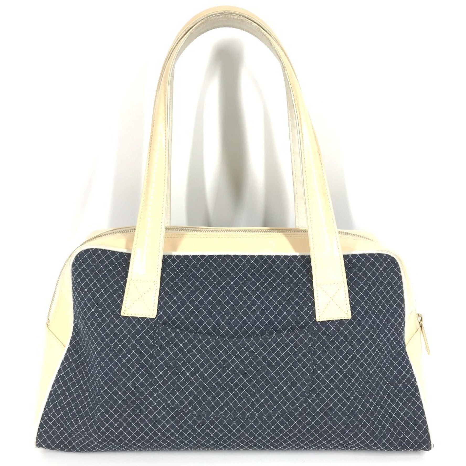 CHANEL CC Coco Mark Logo Quilted Matelasse Handbag/Shoulder Bag Canvas Patent Leather Men's/Women's Navy