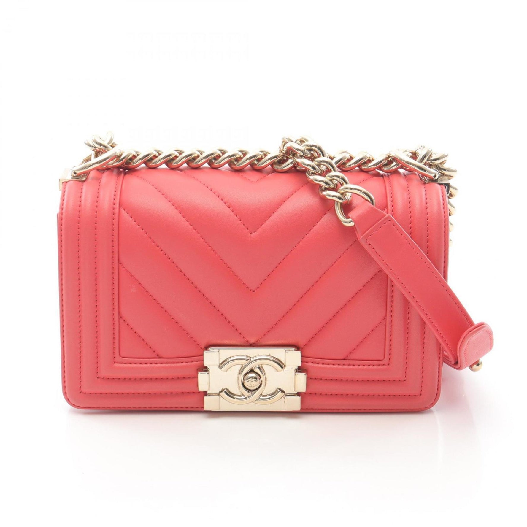 CHANEL Boy Small Chevron V-Stitch Shoulder Bag in Lambskin Leather