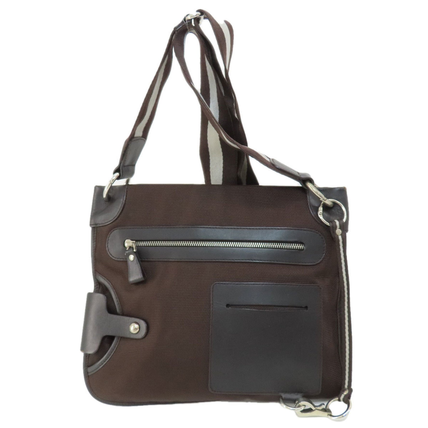 BALLY Stripe Shoulder Bag Canvas
