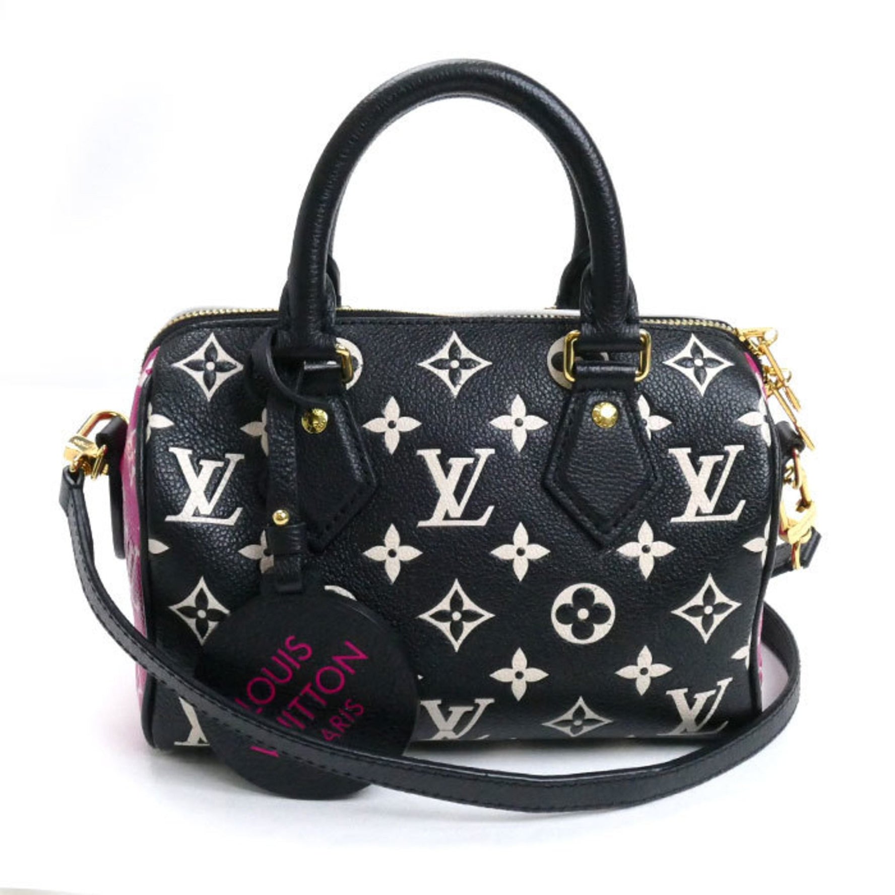 LOUIS VUITTON Louis Vuitton Speedy Bandouliere 20 Boston Bag Monogram Empreinte Black White Pink IC