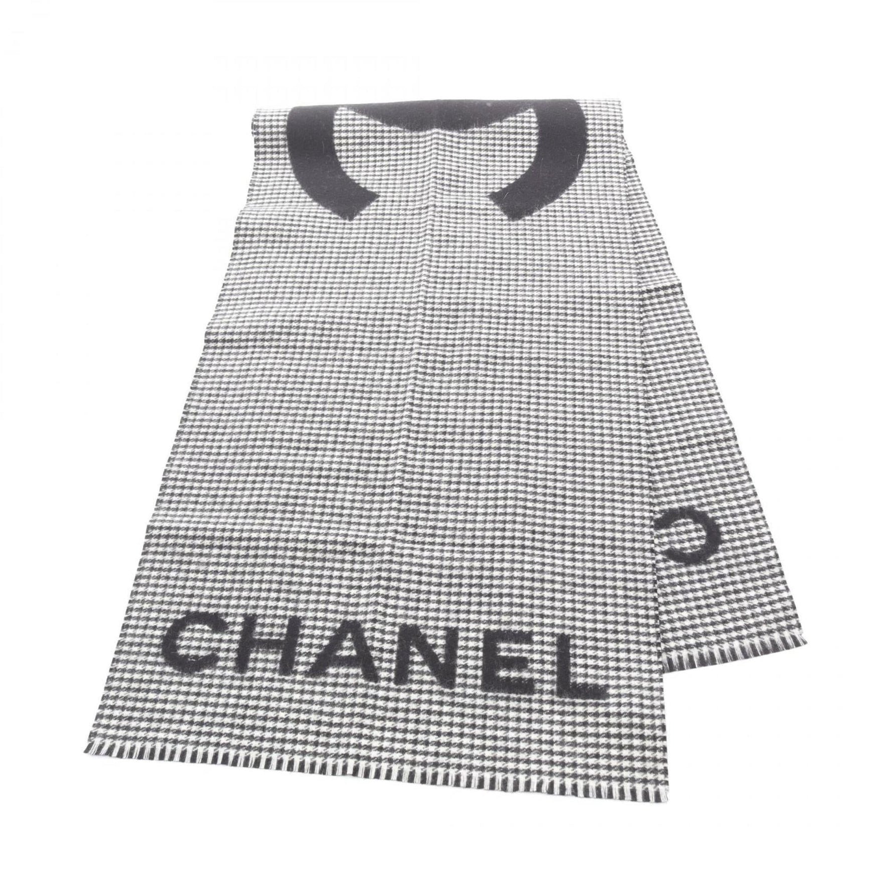 Chanel Coco Mark logo scarf, cashmere, black and gray