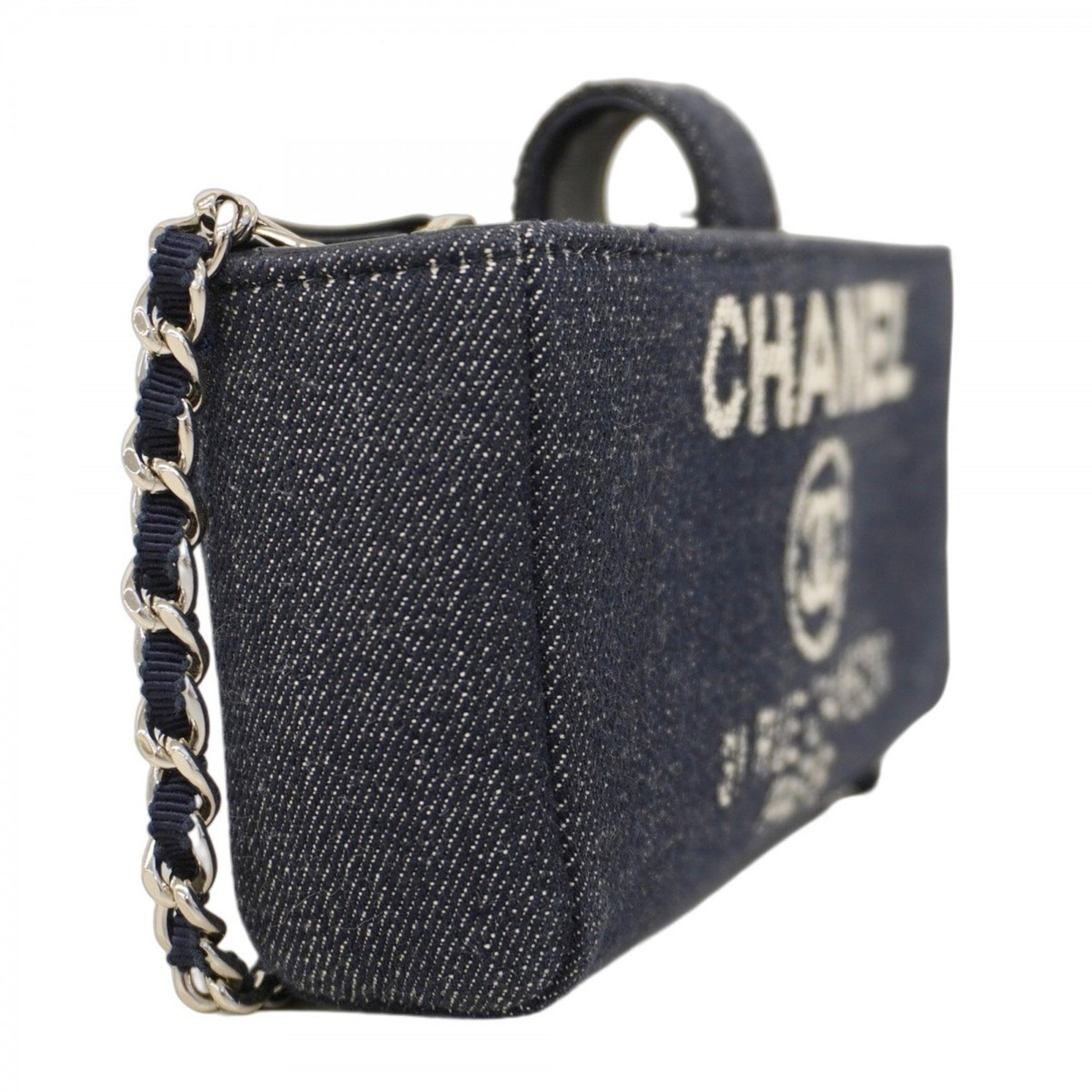Chanel Deauville Shoulder Bag with Chain in Navy Denim