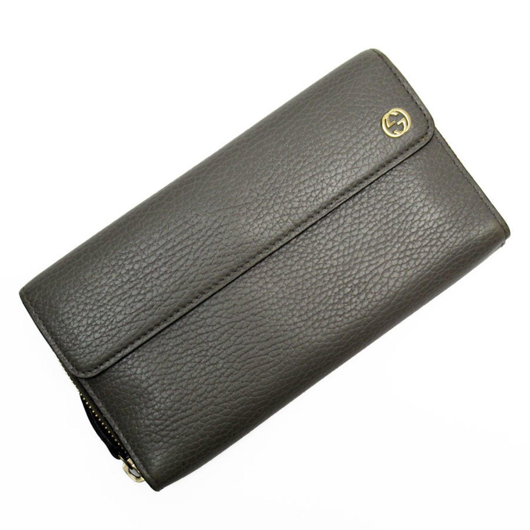 GUCCI Bi-fold long wallet Interlocking G Leather Grey Men's Women's t19623a