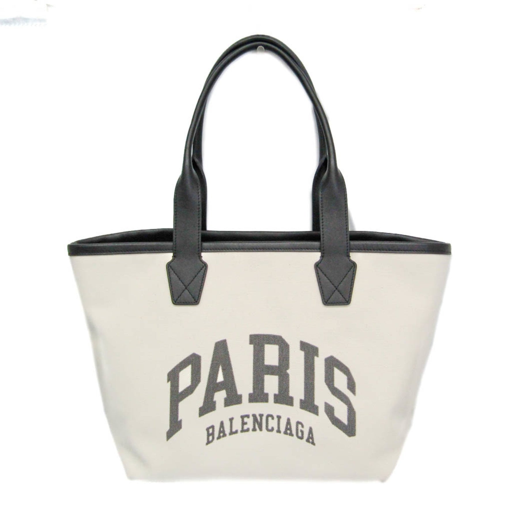 Balenciaga Jumbo Small Women,Men Canvas,Leather Tote Bag Black,Off-white