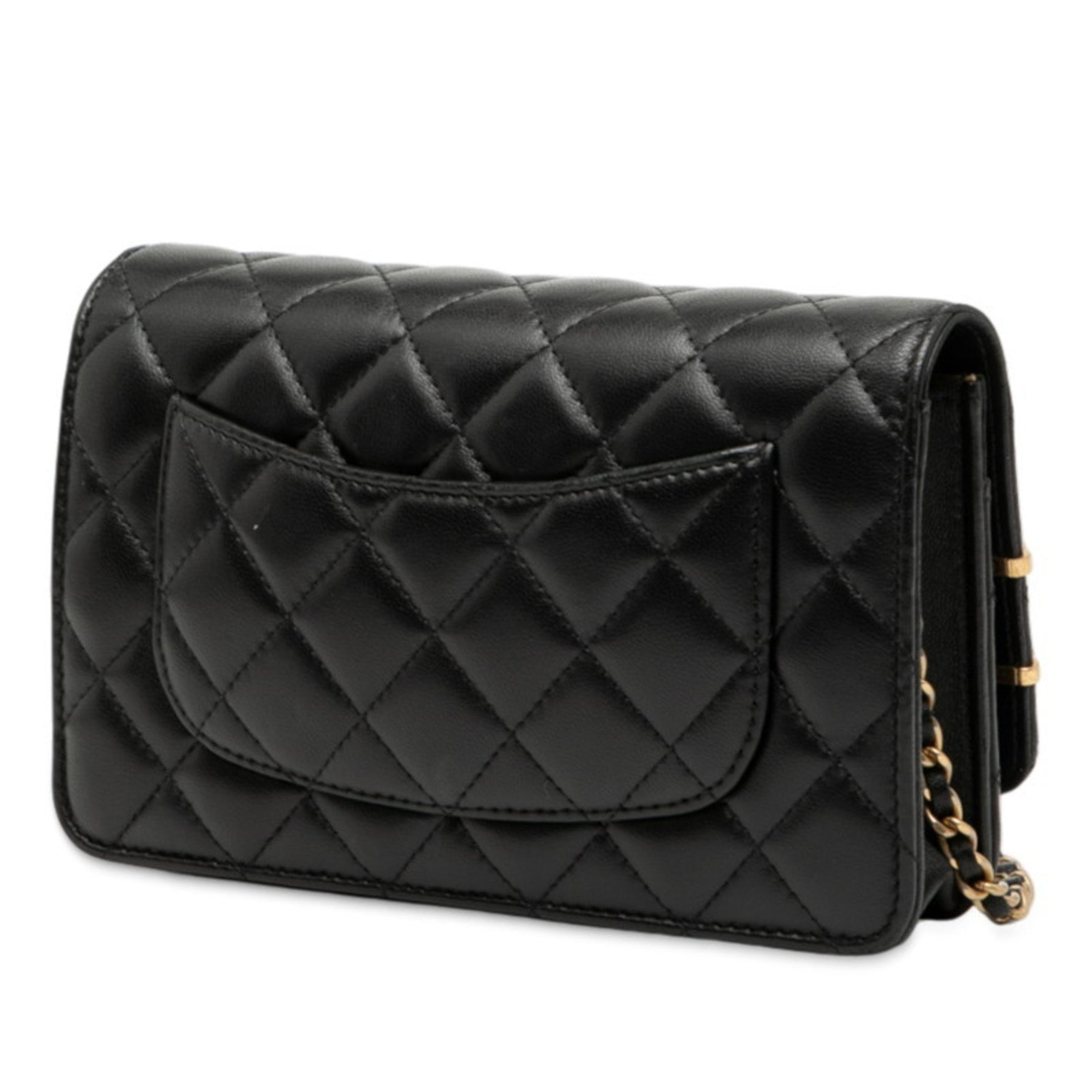 CHANEL Matelasse Coco Mark Shoulder Bag with Chain Wallet in Black and Multicolored Lambskin Rhinestones