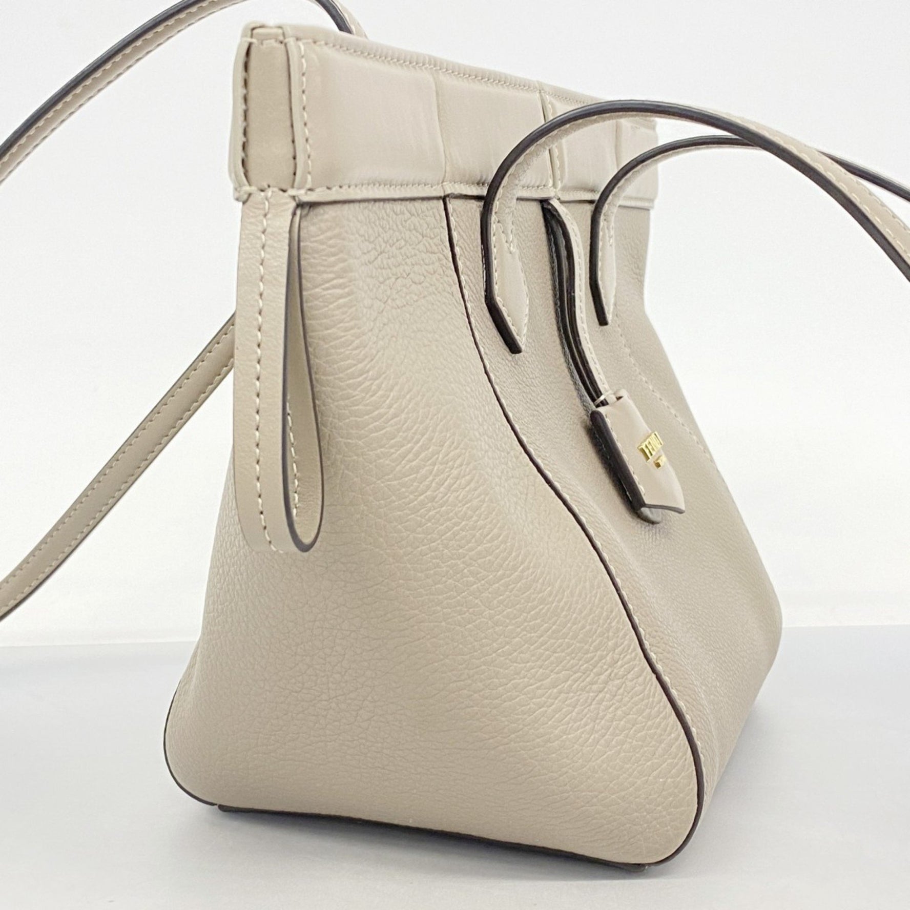 Fendi Origami Leather Shoulder Bag, Beige, Women's